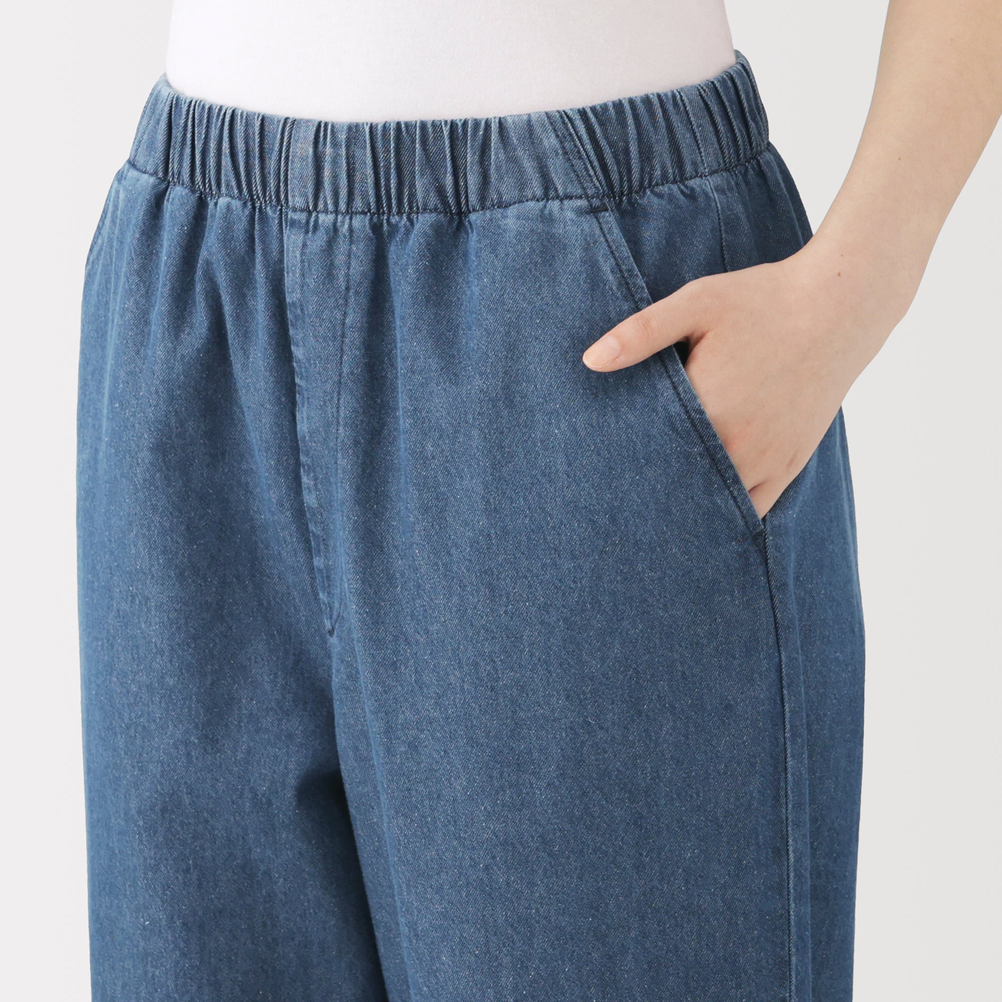 Washed Denim Easy Pants