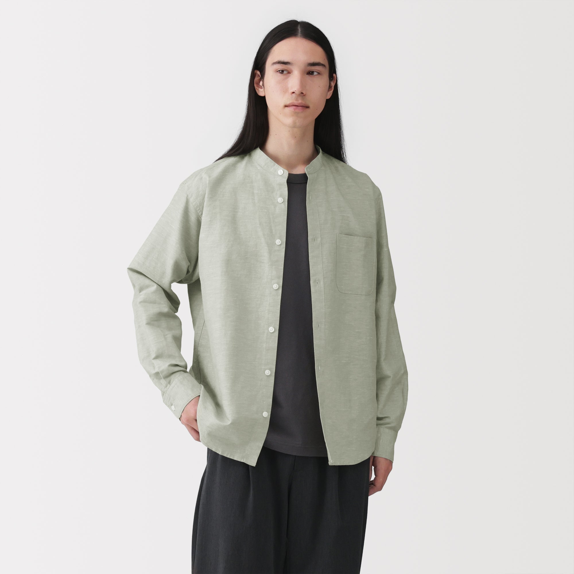 Hemp Cotton Stand Collar Shirt