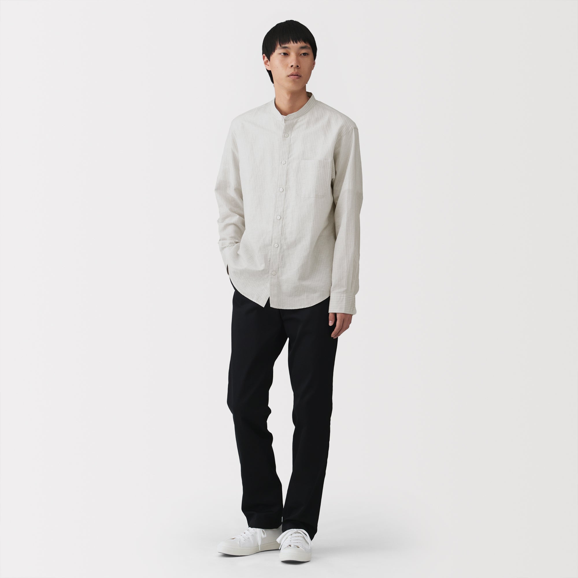 Hemp Cotton Stand Collar Shirt