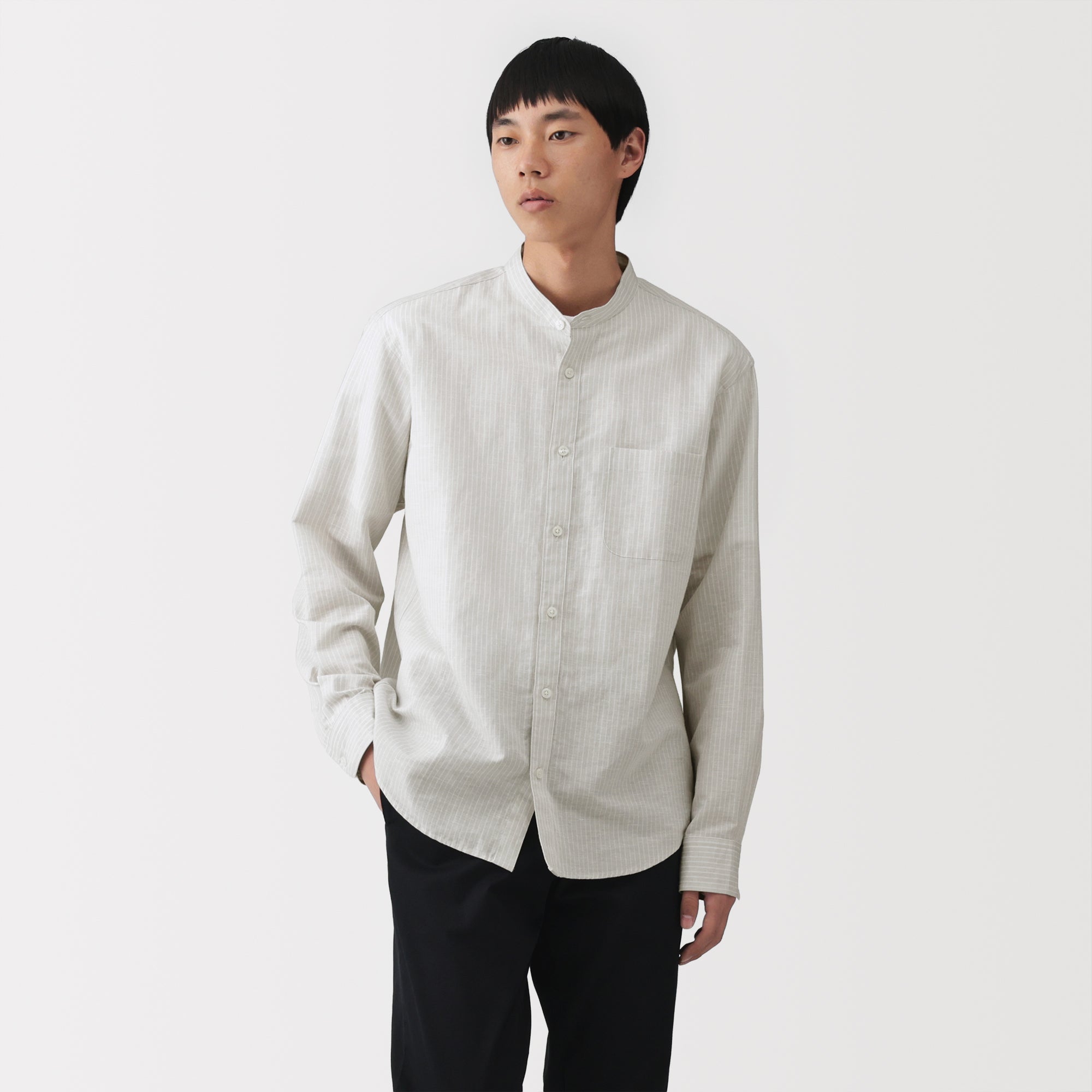Hemp Cotton Stand Collar Shirt