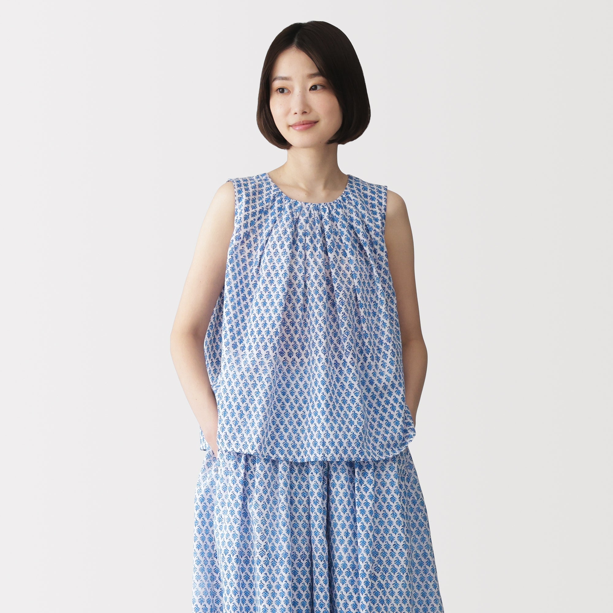 Block Print Sleeveless Blouse