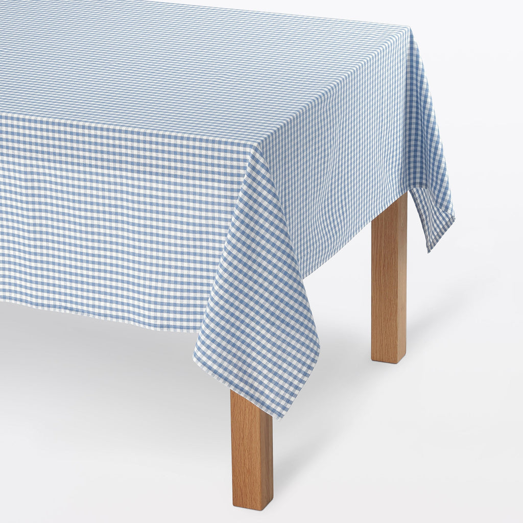 Indian Cotton Tablecloth - Off-white x Blue