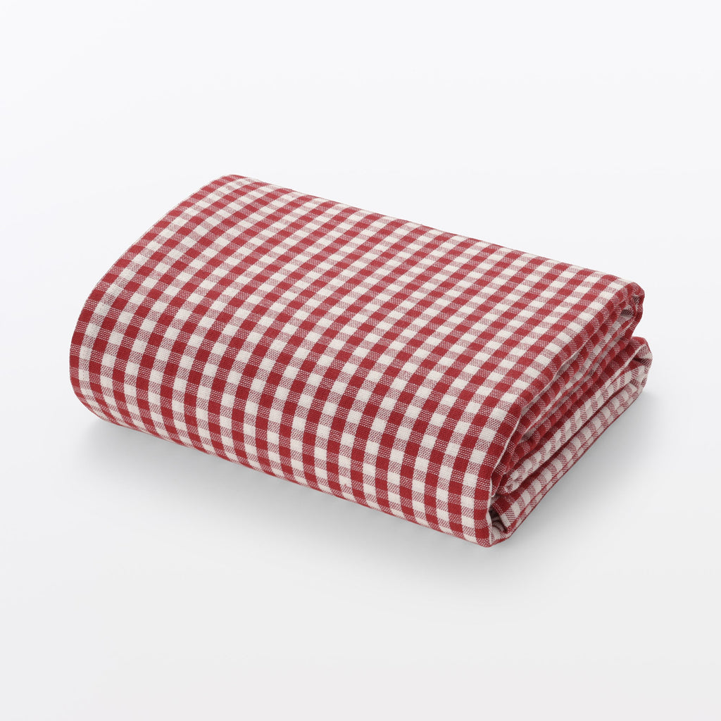 Indian Cotton Tablecloth - Off-white x Red