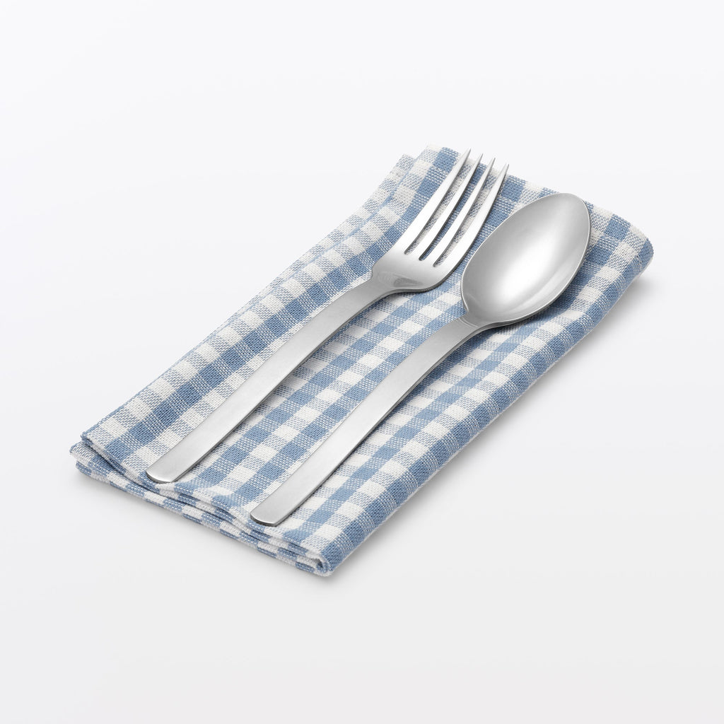 Indian Cotton Napkin - Off-white x Blue