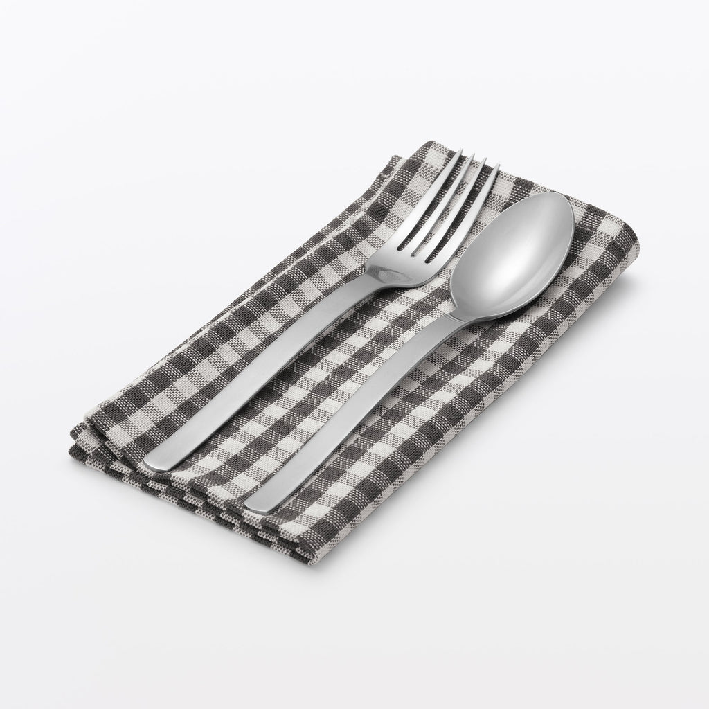 Indian Cotton Napkin - Off-white x Charcoal Gray