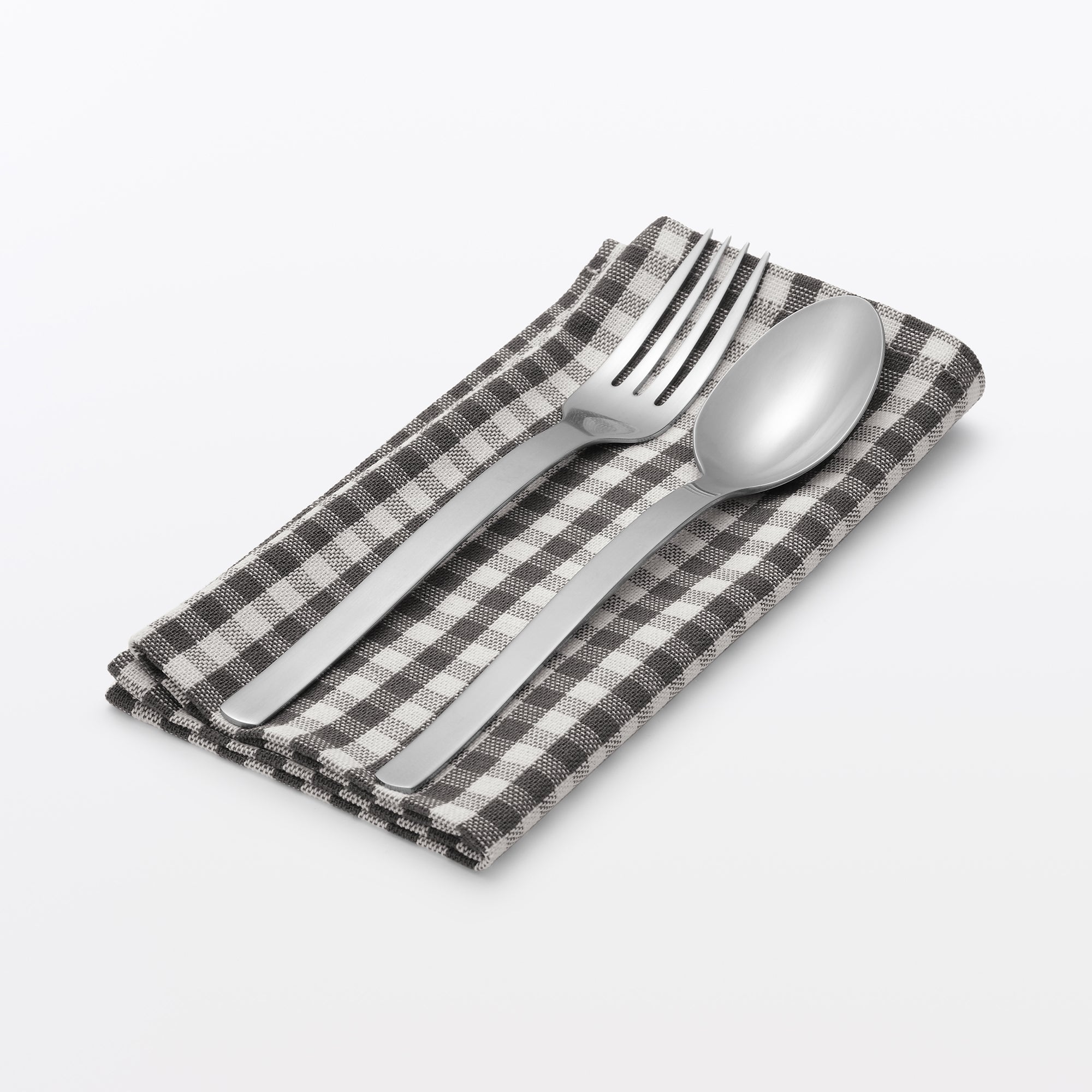 Indian Cotton Napkin - Off-white x Charcoal Gray