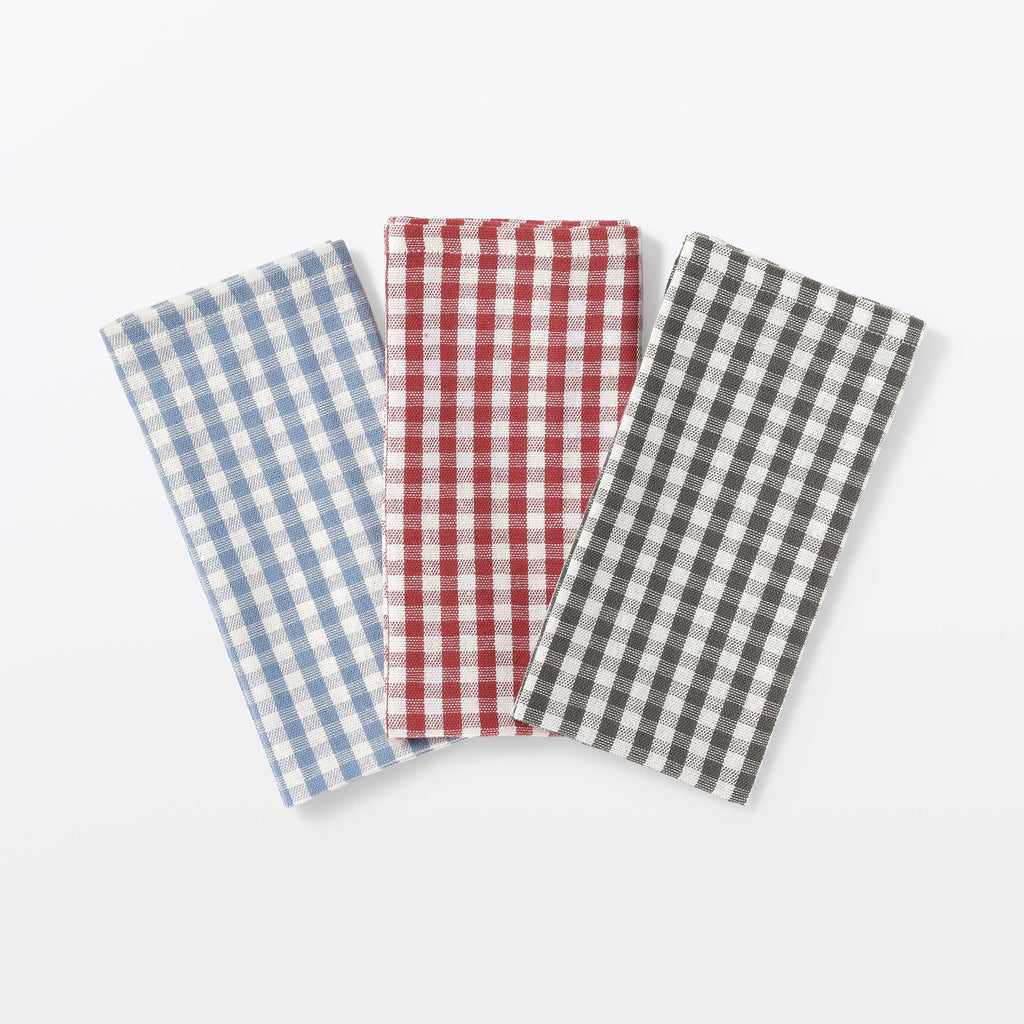 Indian Cotton Napkin - Off-white x Charcoal Gray