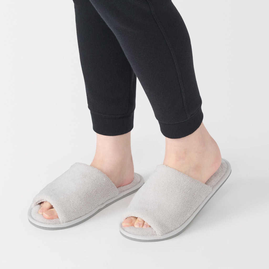 Cotton Pile Open Toe Slippers