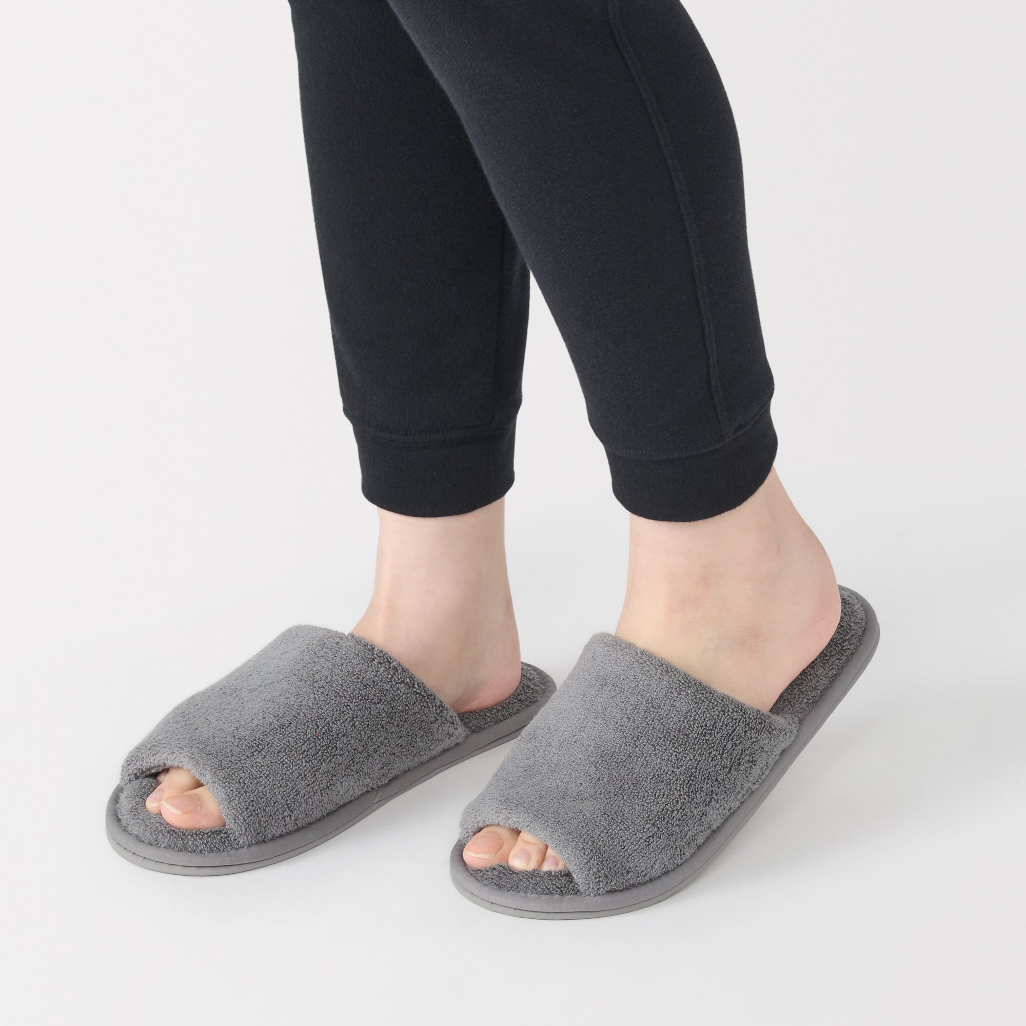 Cotton Pile Open Toe Slippers
