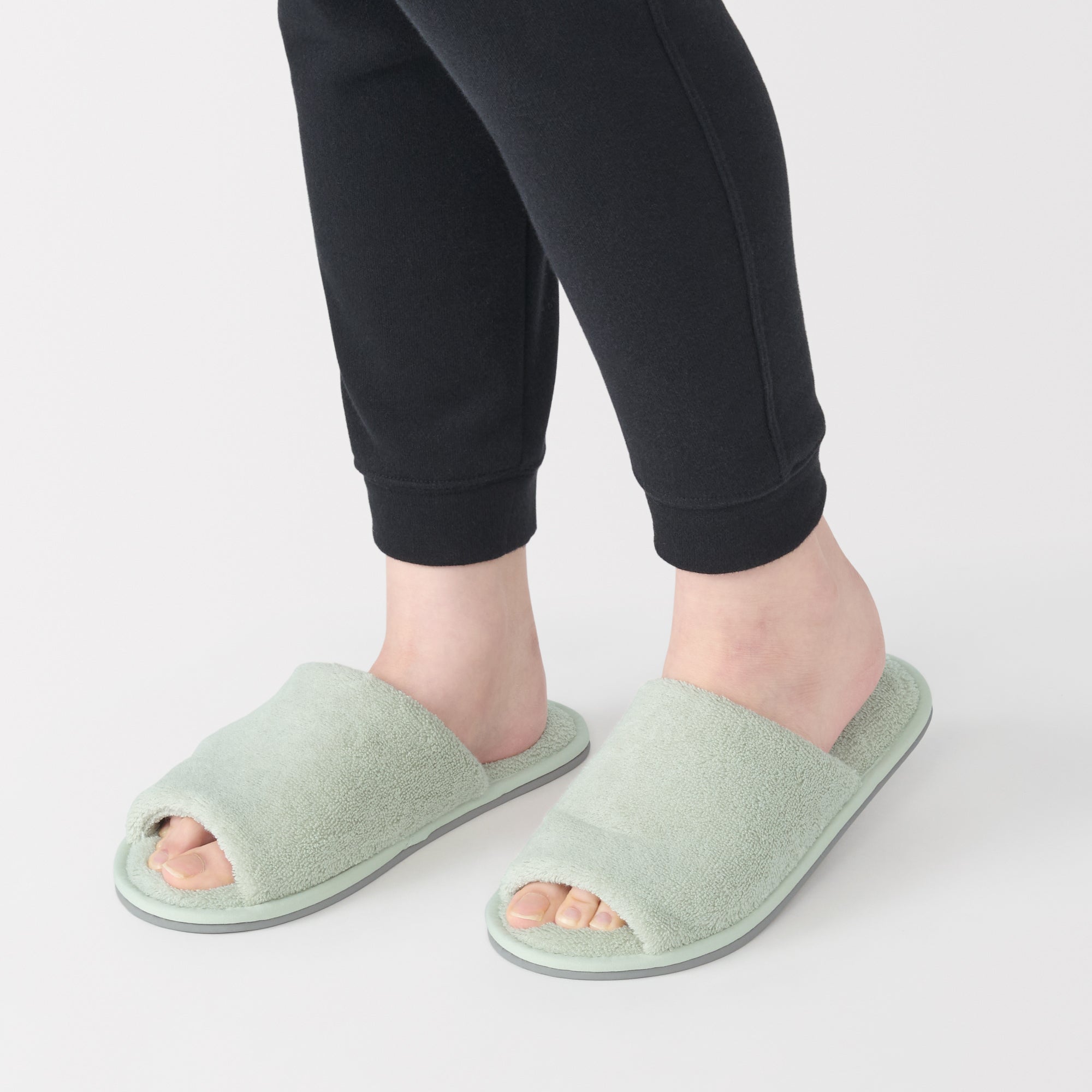Cotton Pile Open Toe Slippers