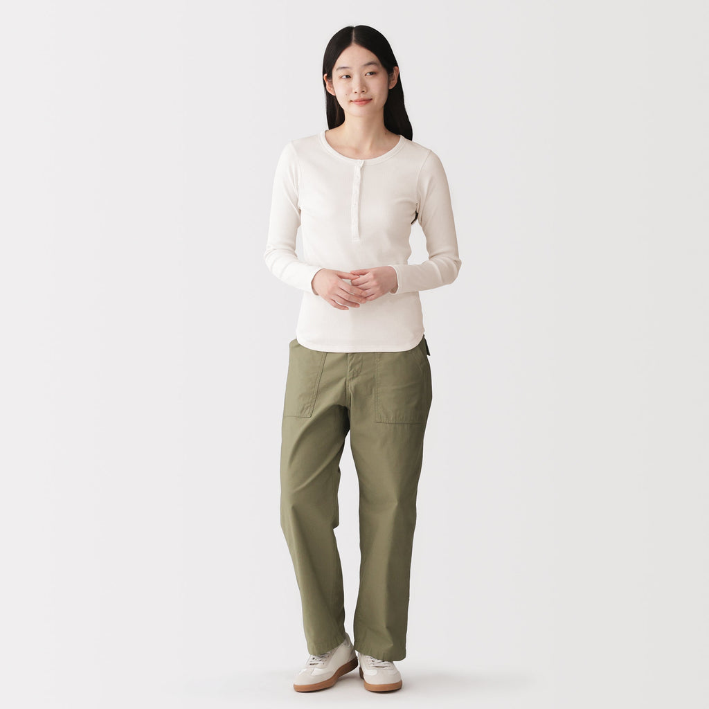 Lyocell Blend Rib Henley T-Shirt