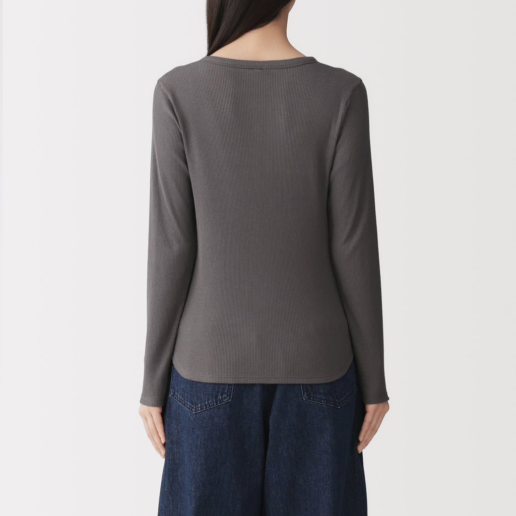 Lyocell Blend Rib Henley T-Shirt