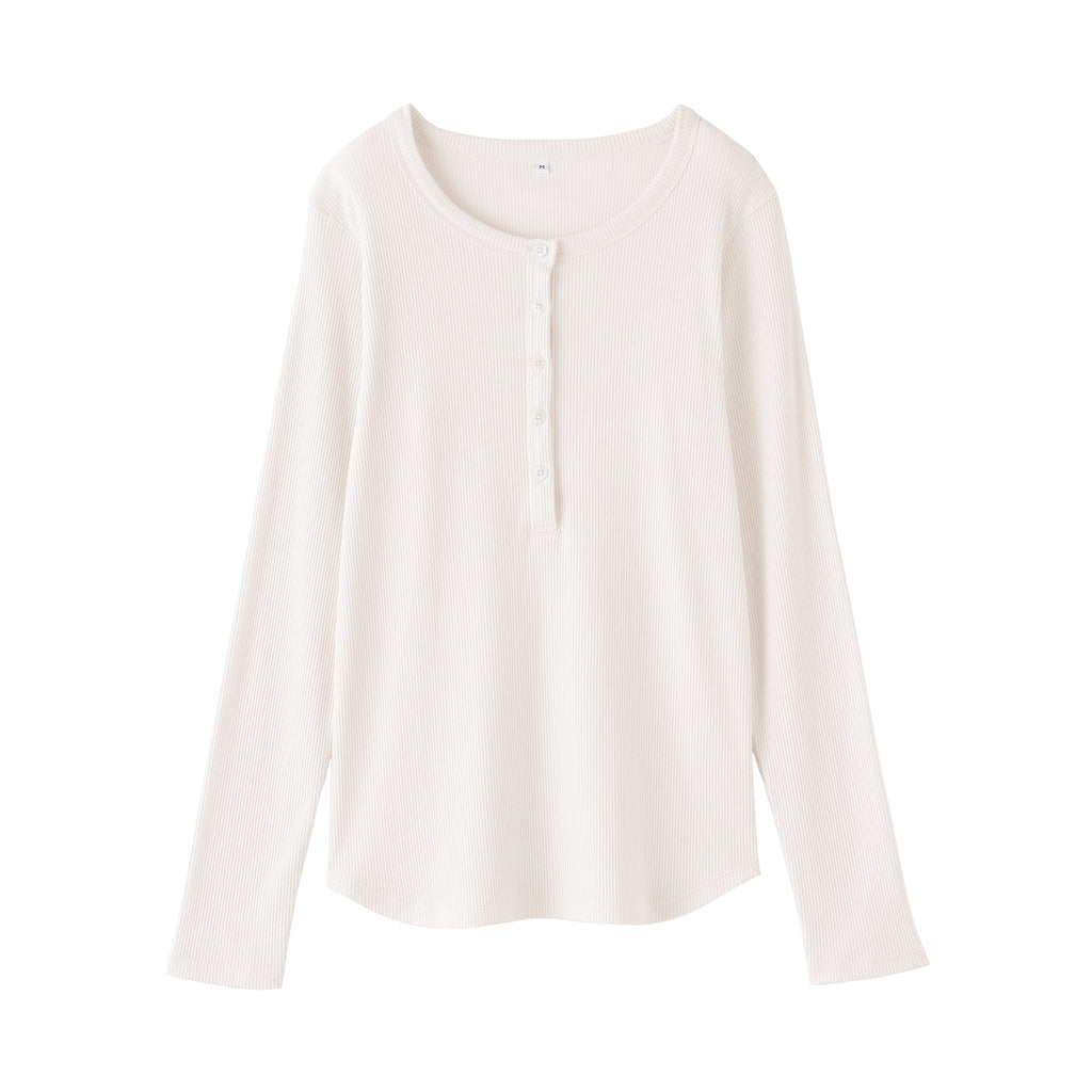 Lyocell Blend Rib Henley T-Shirt