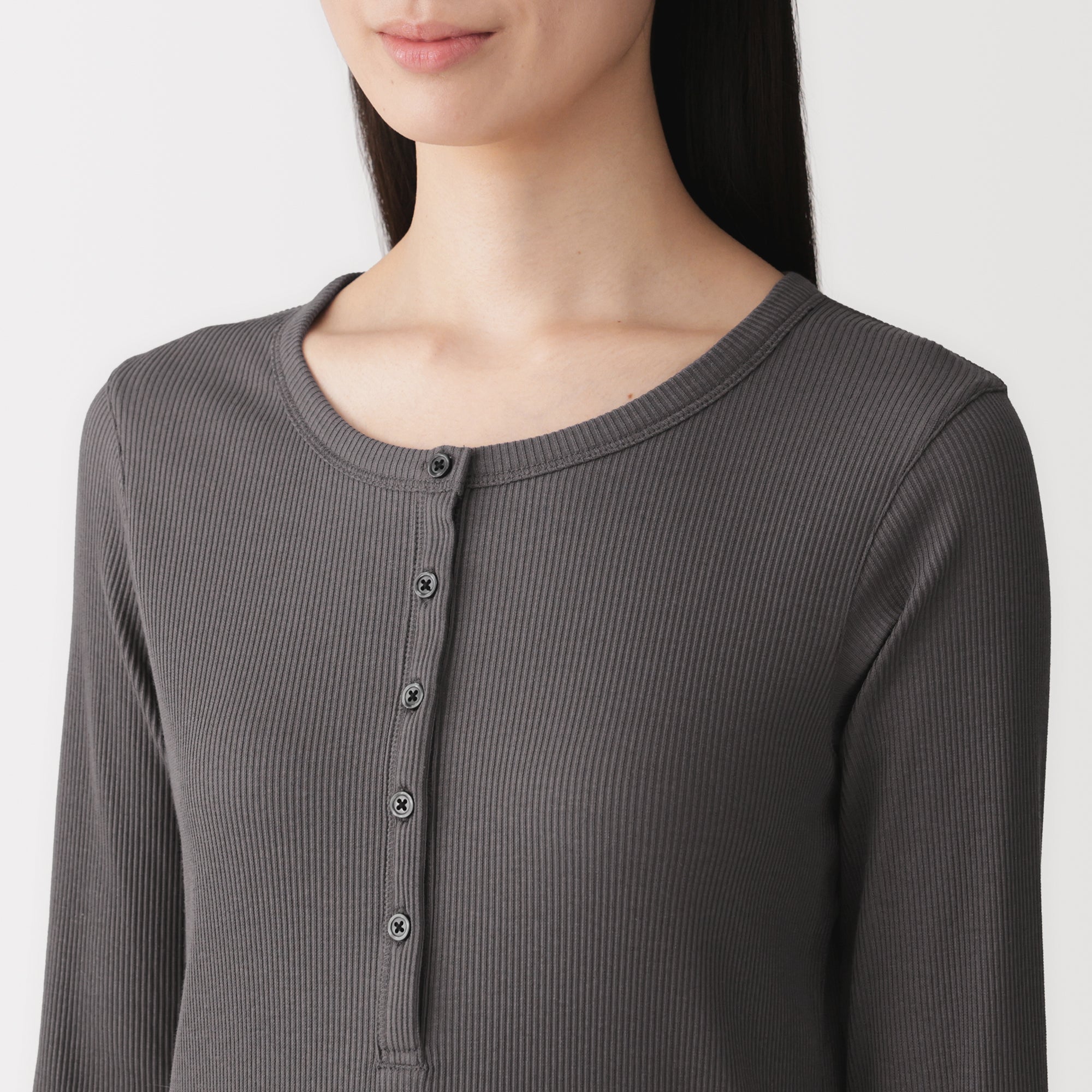 Lyocell Blend Rib Henley T-Shirt
