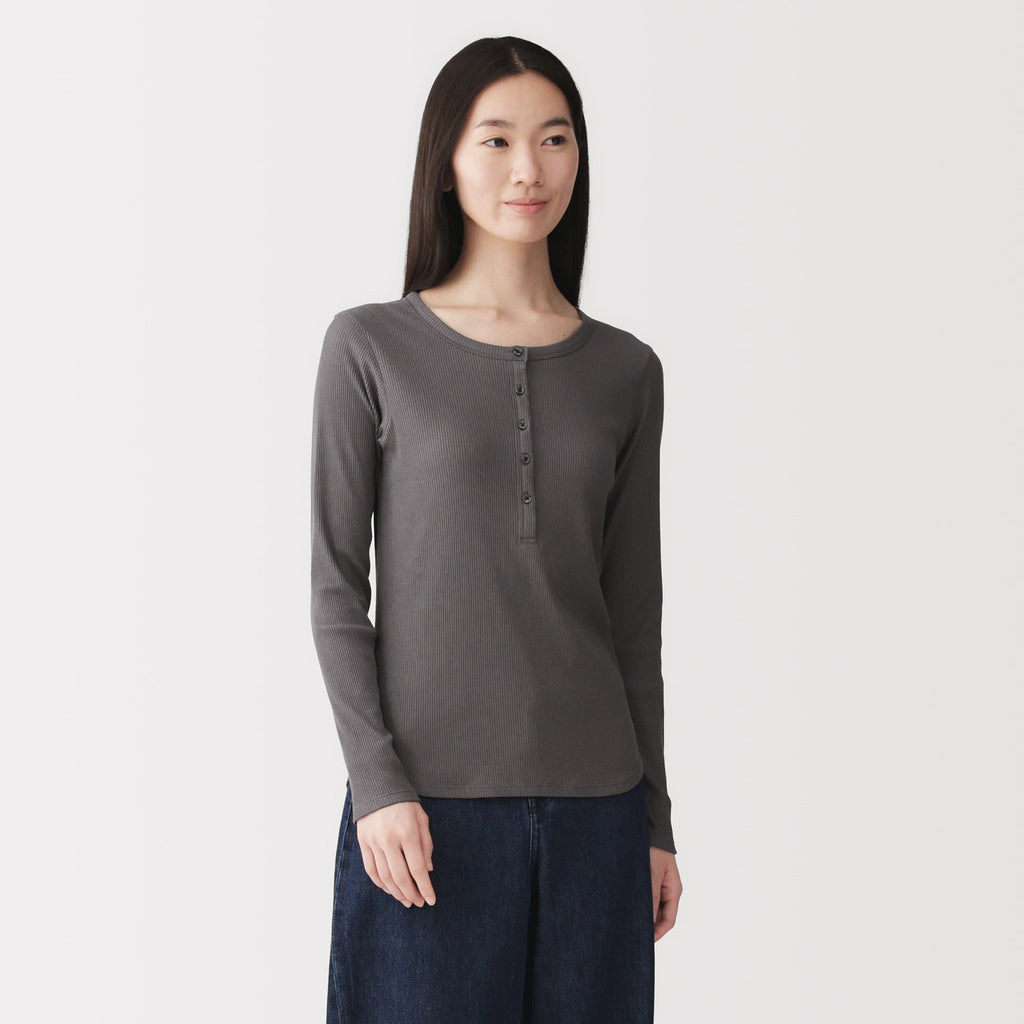 Lyocell Blend Rib Henley T-Shirt