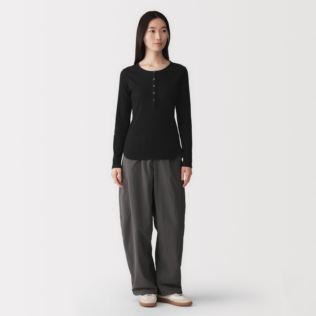 Lyocell Blend Rib Henley T-Shirt