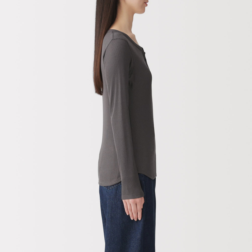 Lyocell Blend Rib Henley T-Shirt