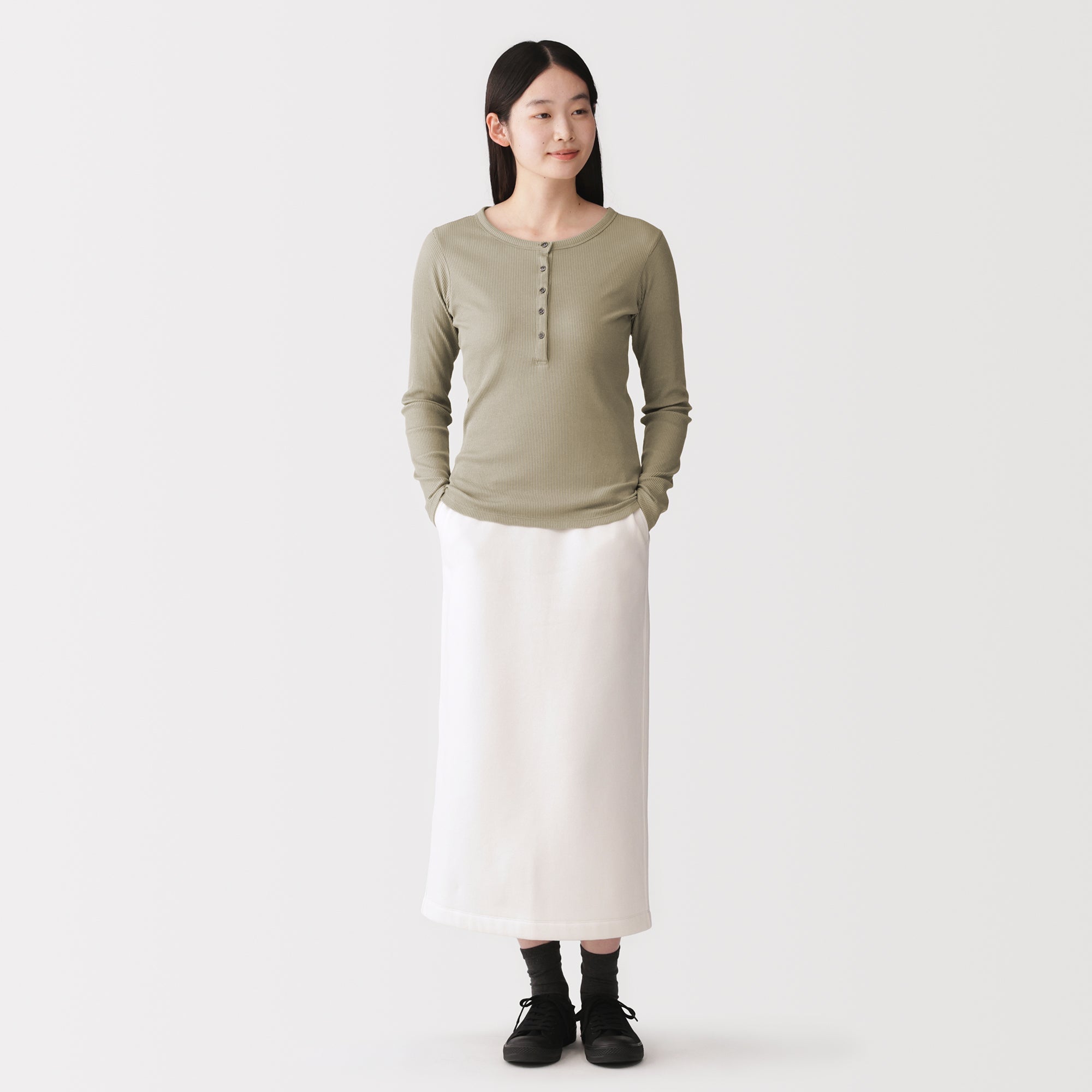 Lyocell Blend Rib Henley T-Shirt