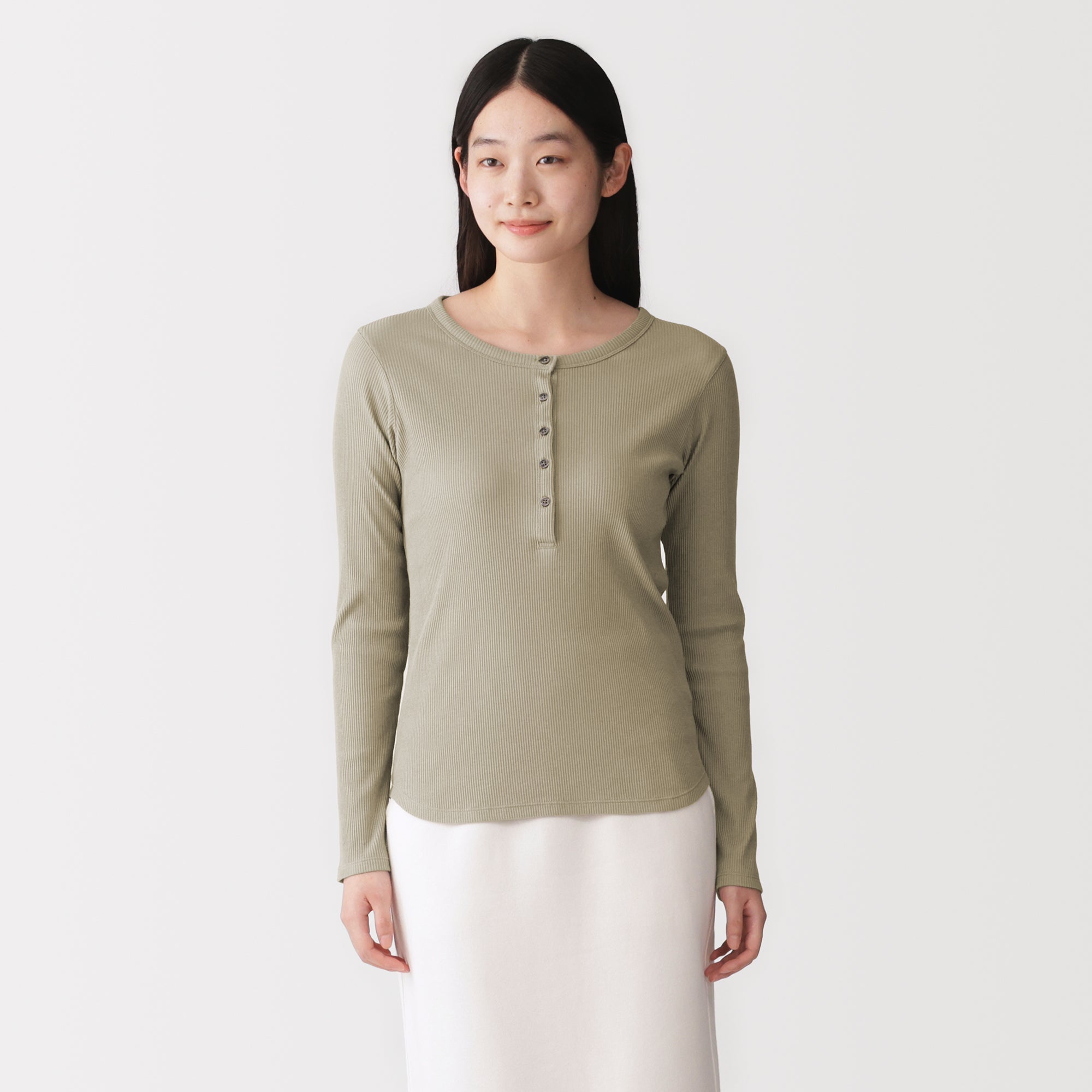 Lyocell Blend Rib Henley T-Shirt