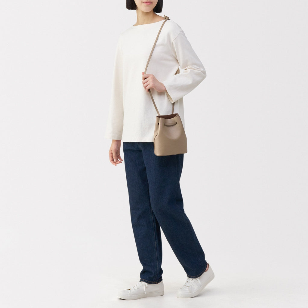 Tanned Leather Drawstring Bag