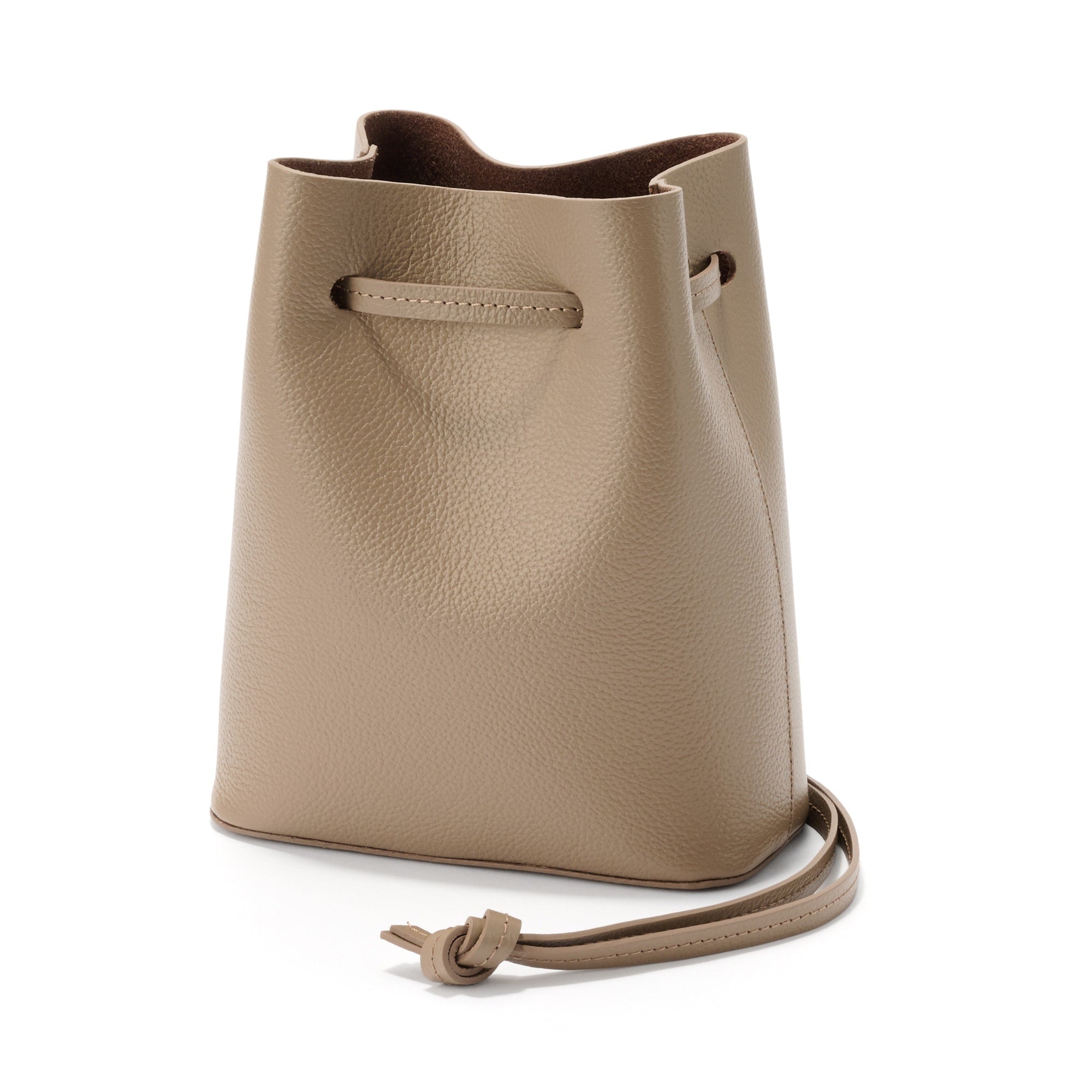 Tanned Leather Drawstring Bag