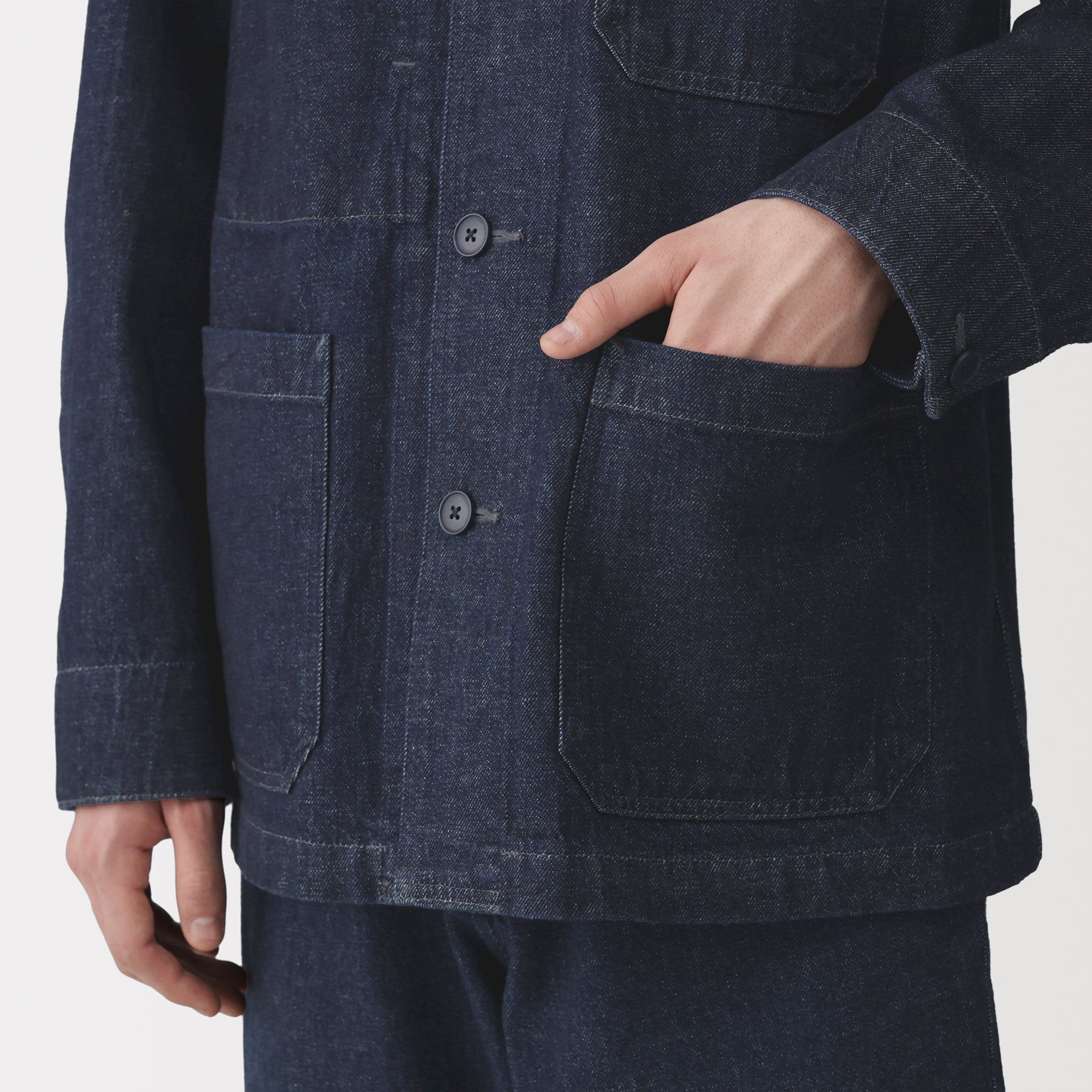 Kapok Blend Denim Coverall Jacket
