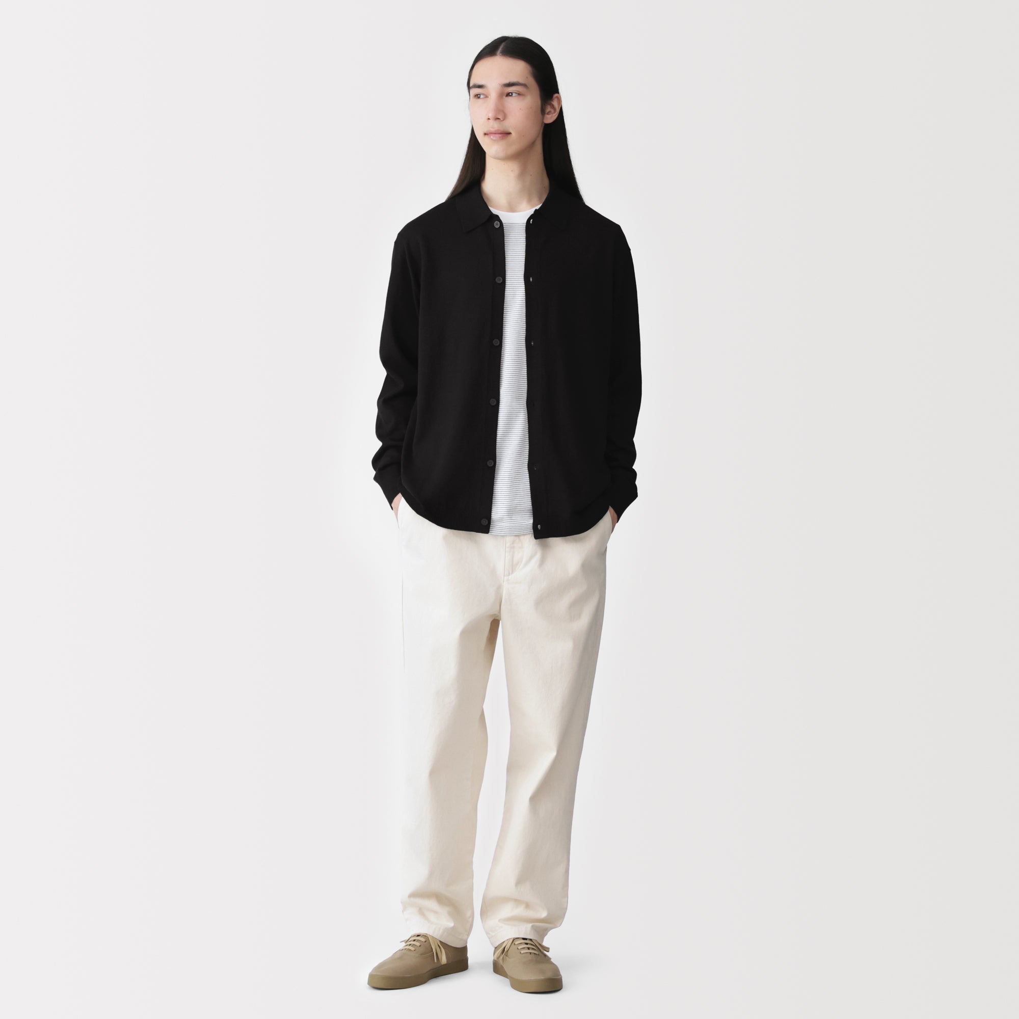 Hemp Blend Knit Shirt Cardigan