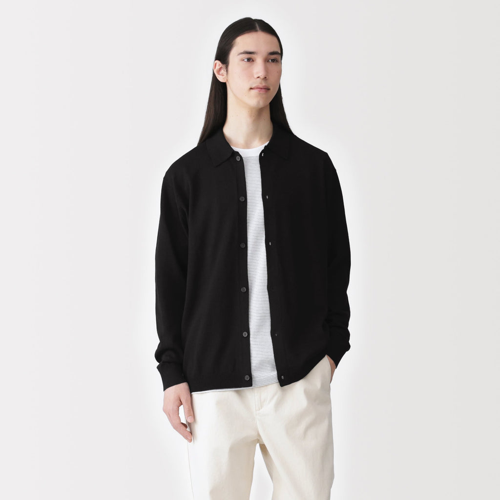 Hemp Blend Knit Shirt Cardigan