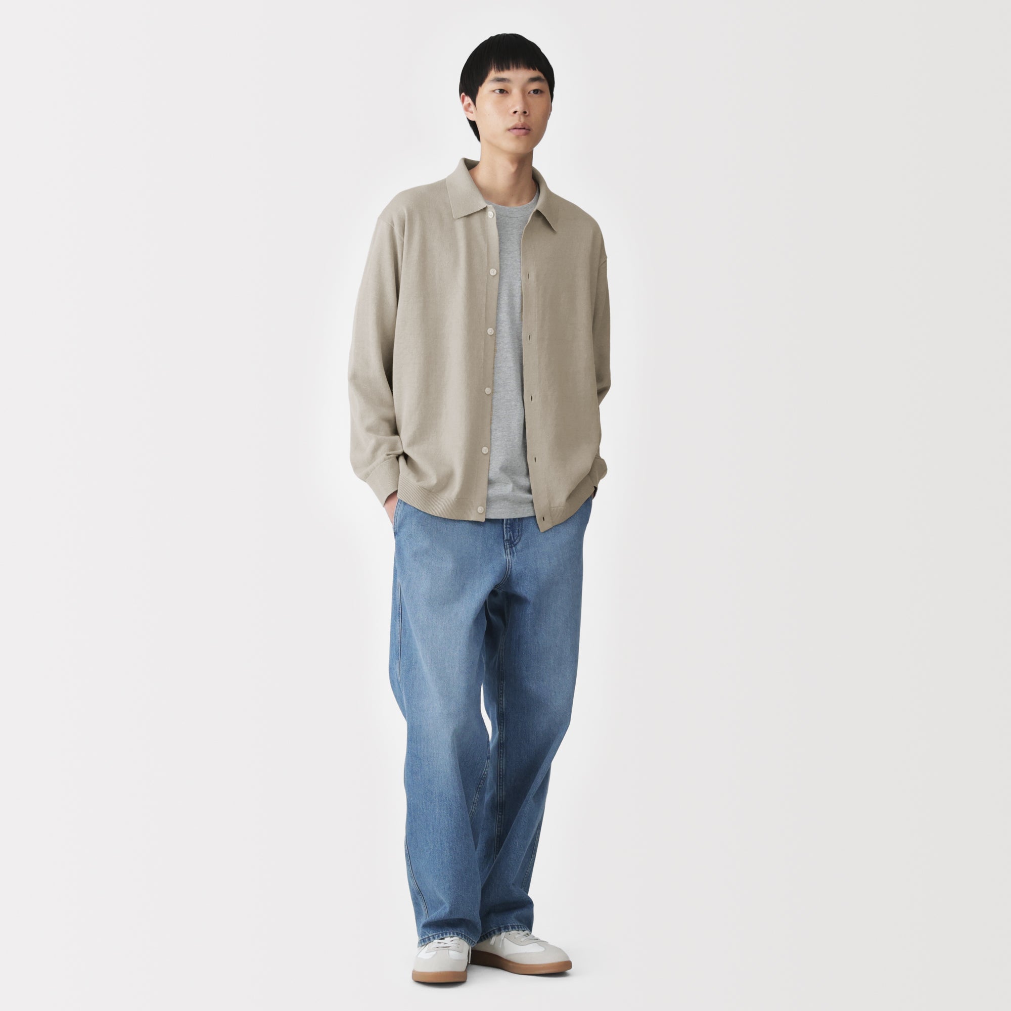 Hemp Blend Knit Shirt Cardigan