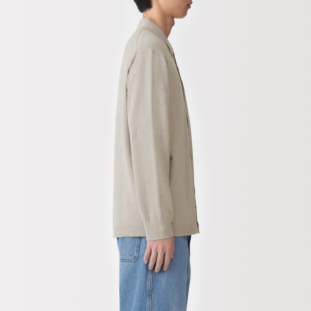 Hemp Blend Knit Shirt Cardigan
