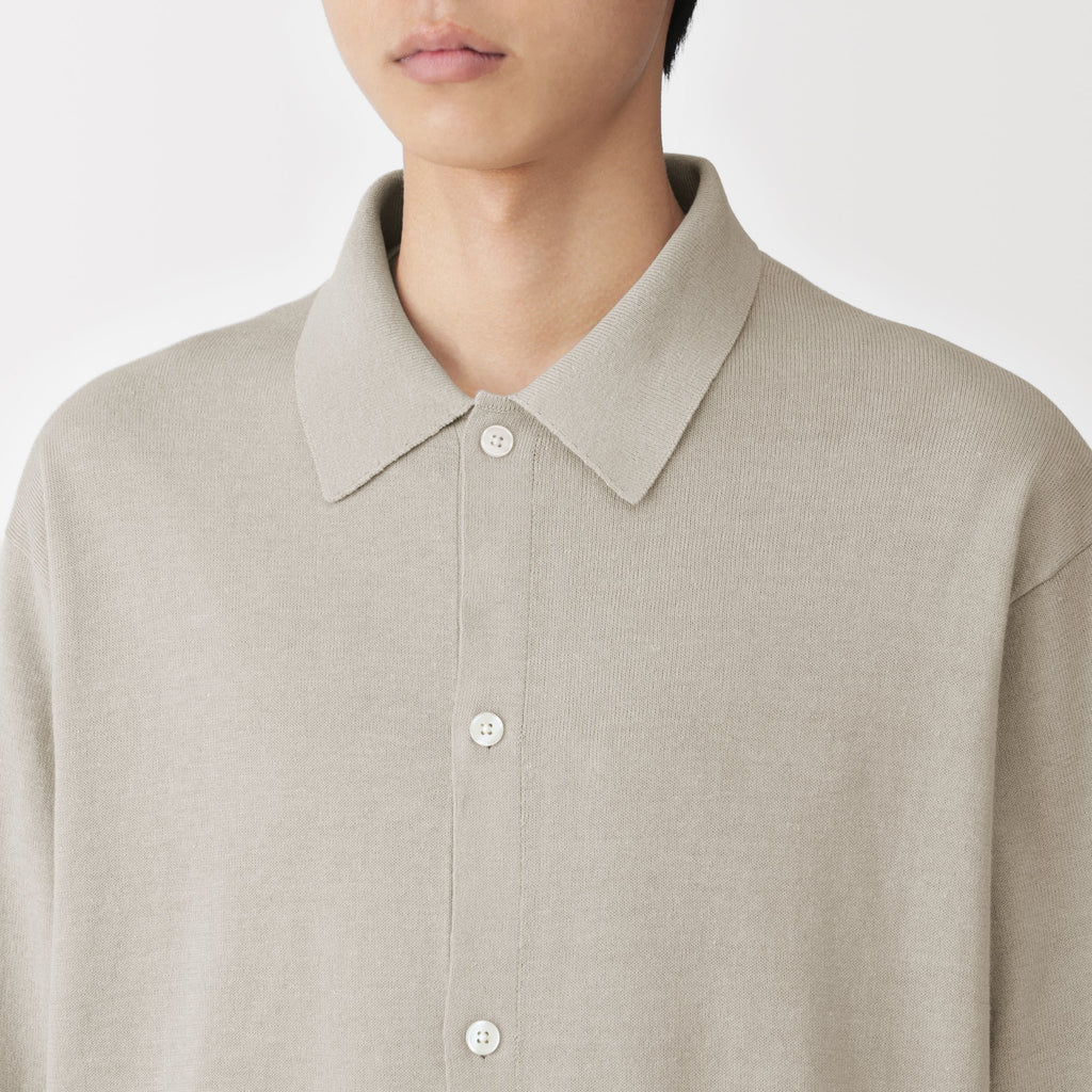 Hemp Blend Knit Shirt Cardigan