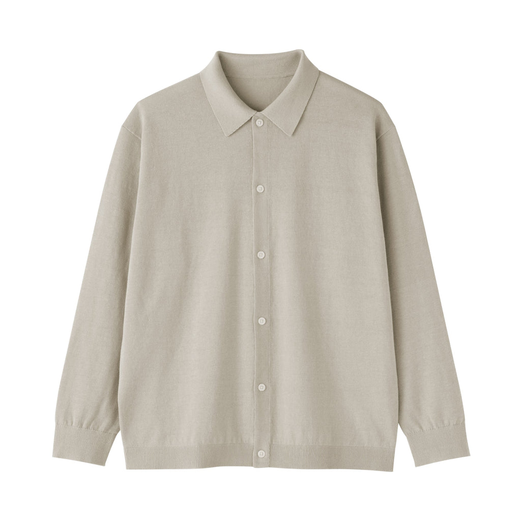 Hemp Blend Knit Shirt Cardigan