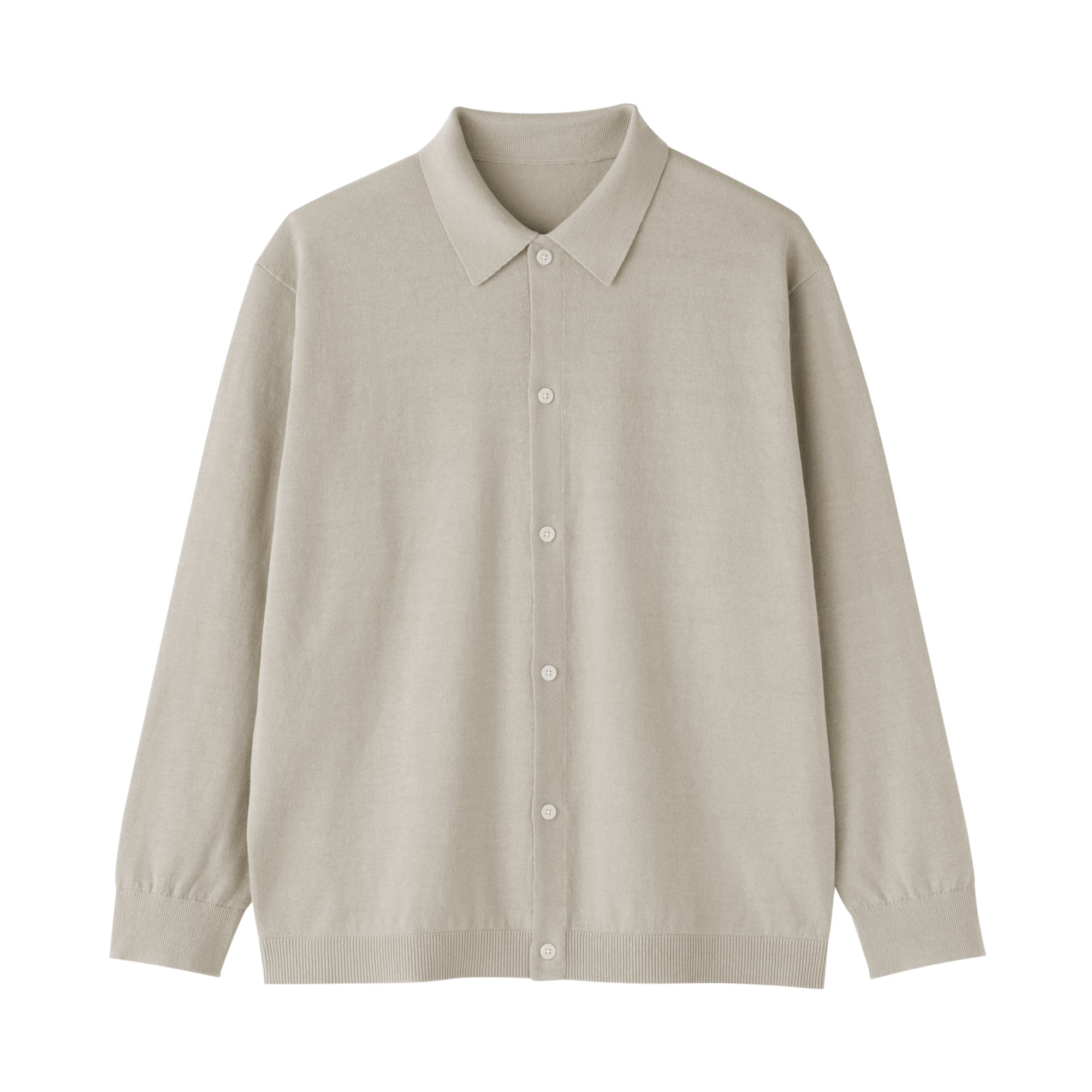 Hemp Blend Knit Shirt Cardigan