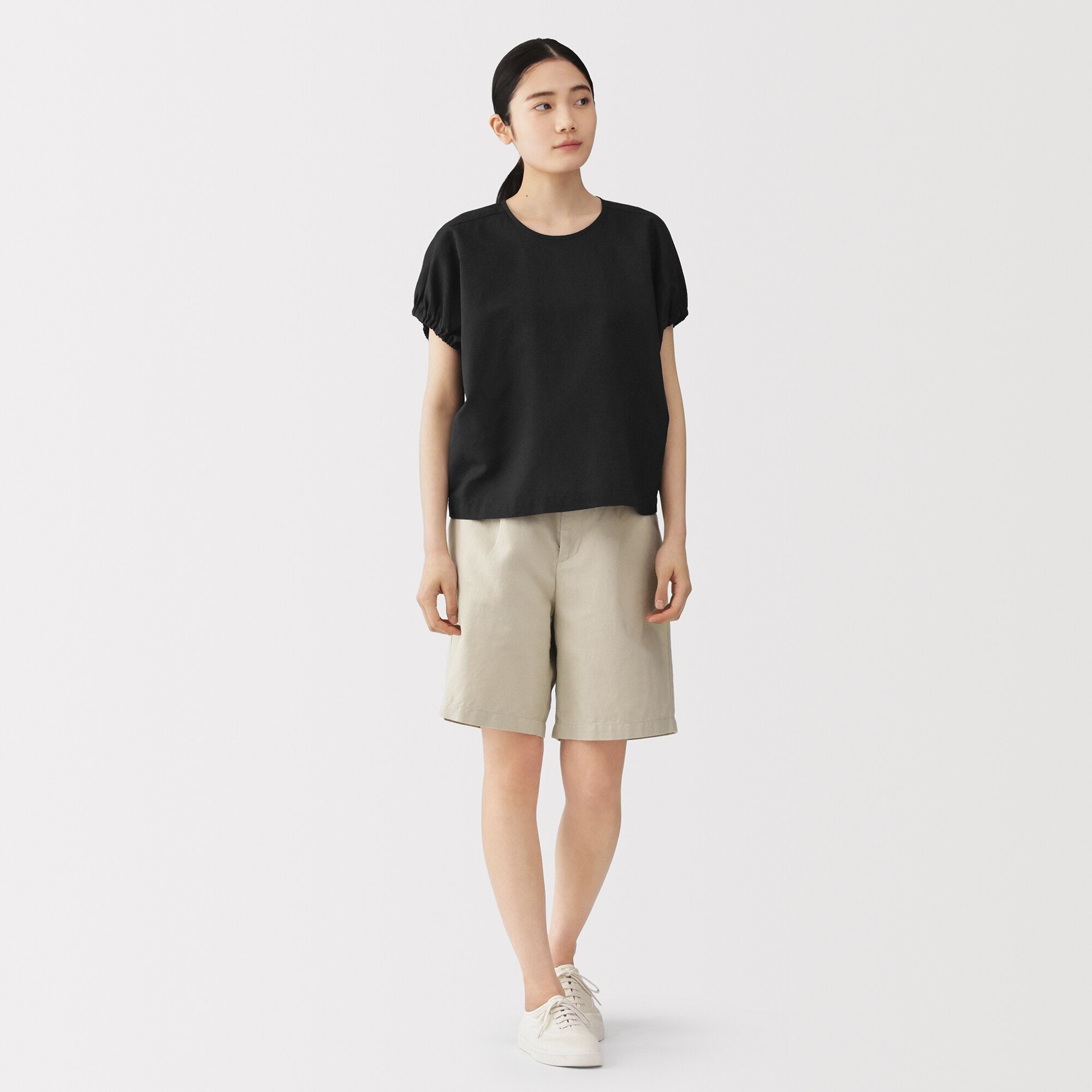 Hemp Cotton Gather Sleeve Blouse