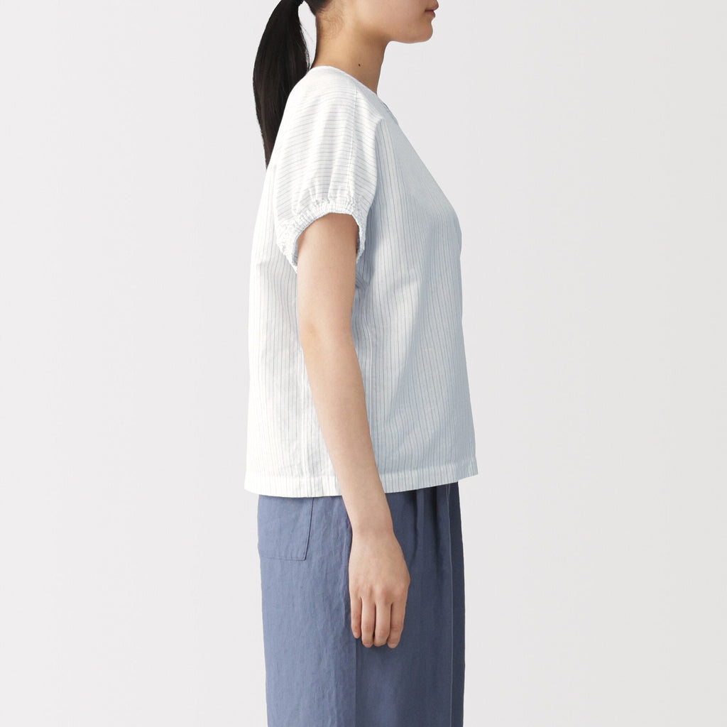 Hemp Cotton Gather Sleeve Blouse