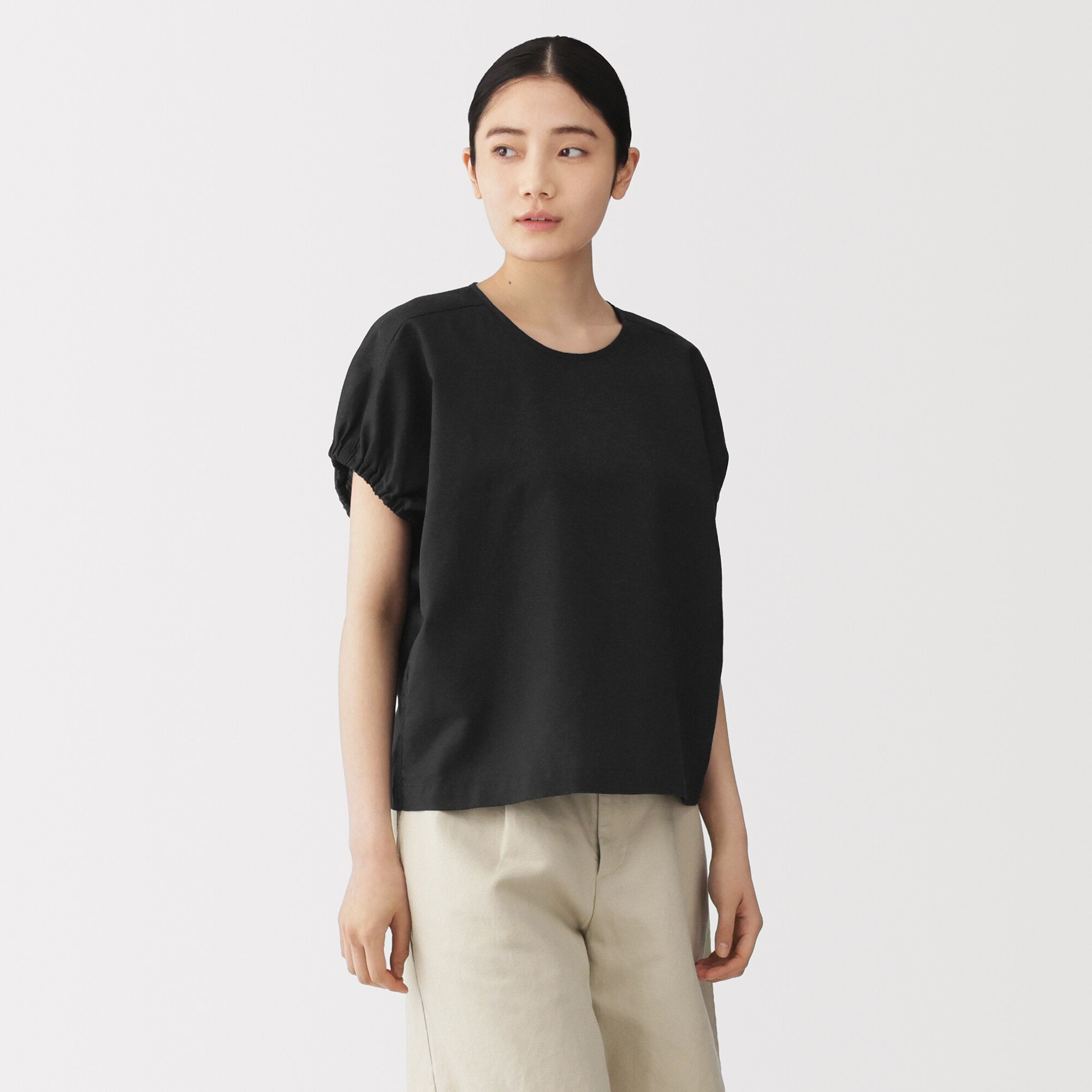 Hemp Cotton Gather Sleeve Blouse