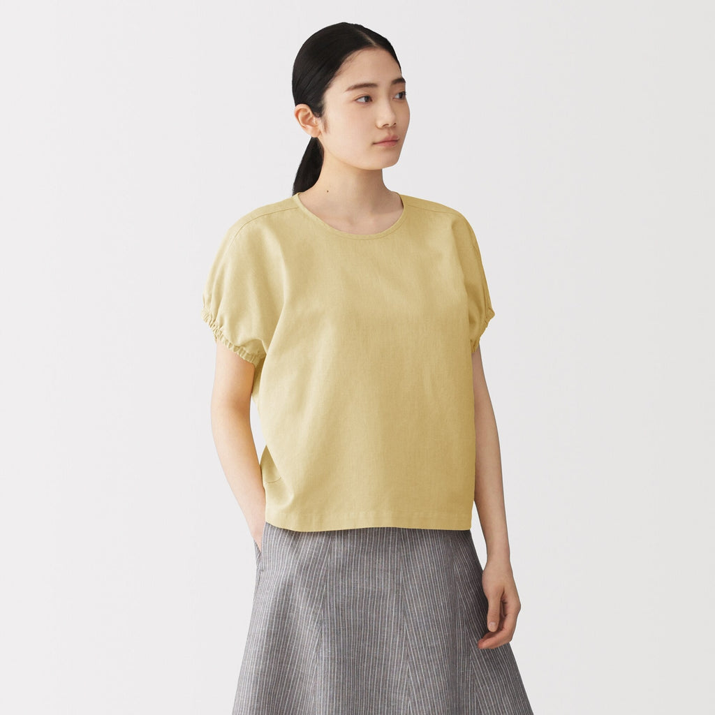 Hemp Cotton Gather Sleeve Blouse