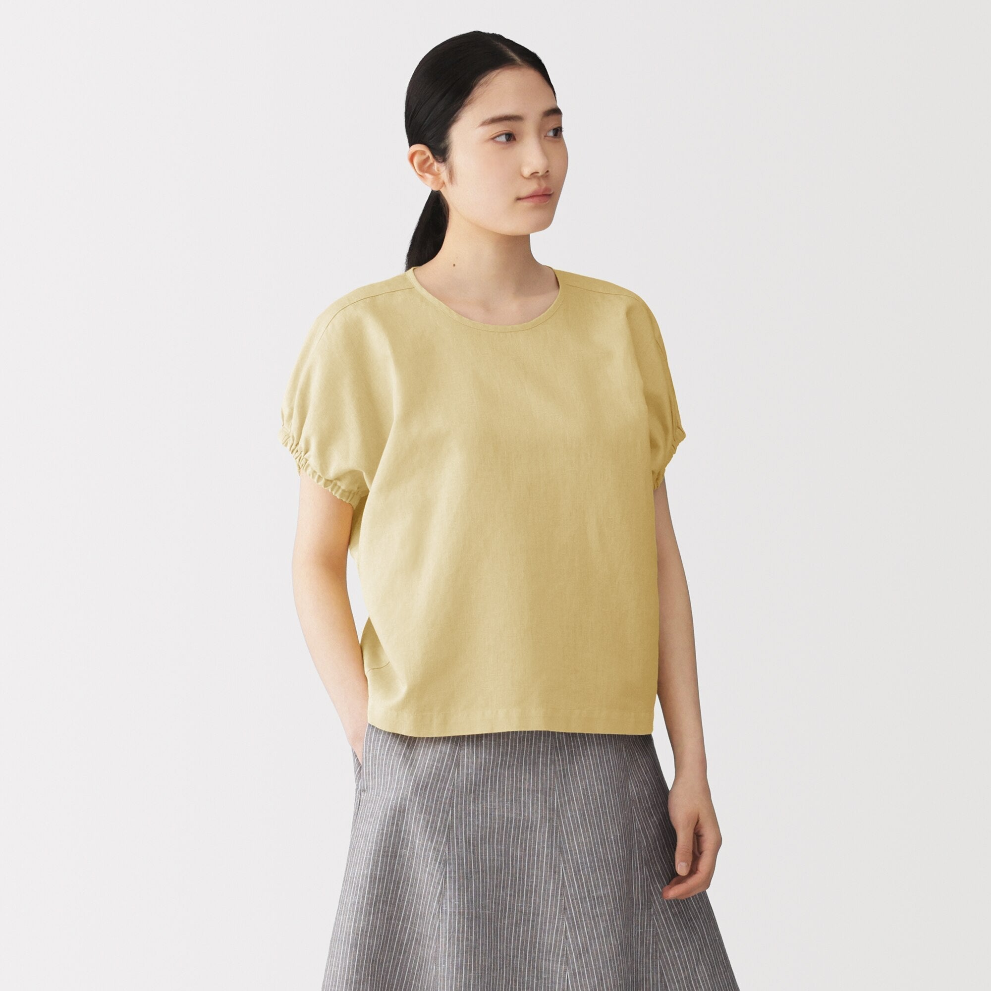 Hemp Cotton Gather Sleeve Blouse