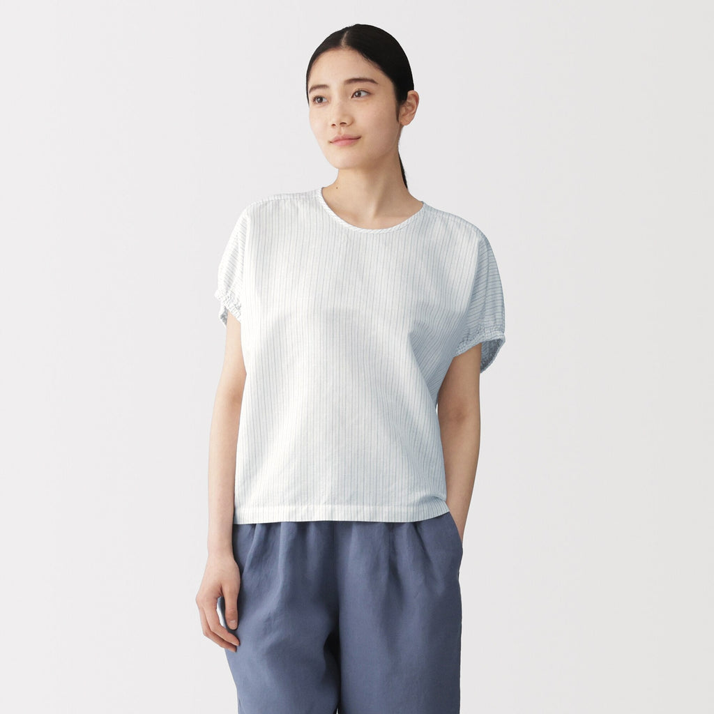 Hemp Cotton Gather Sleeve Blouse