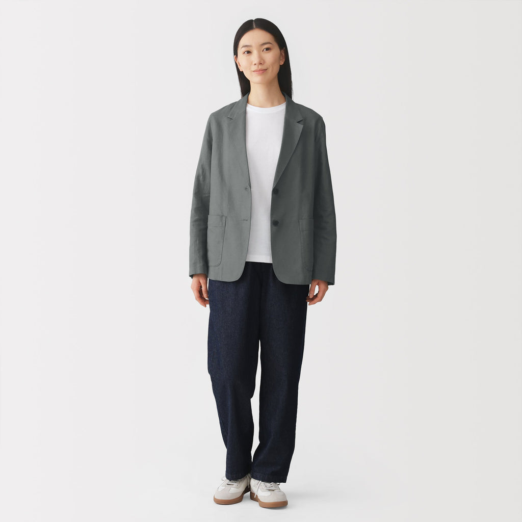 Hemp Blend Twill Tailored Jacket