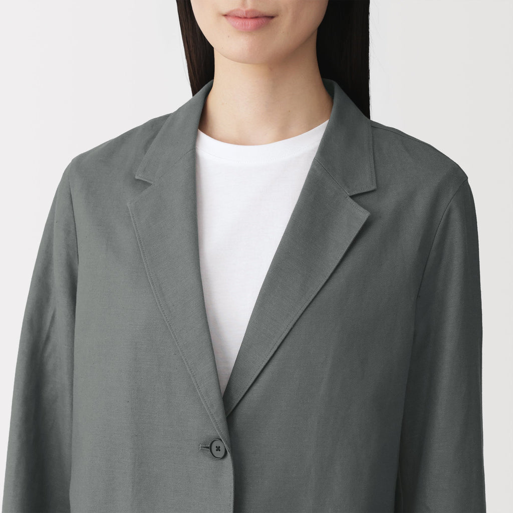 Hemp Blend Twill Tailored Jacket