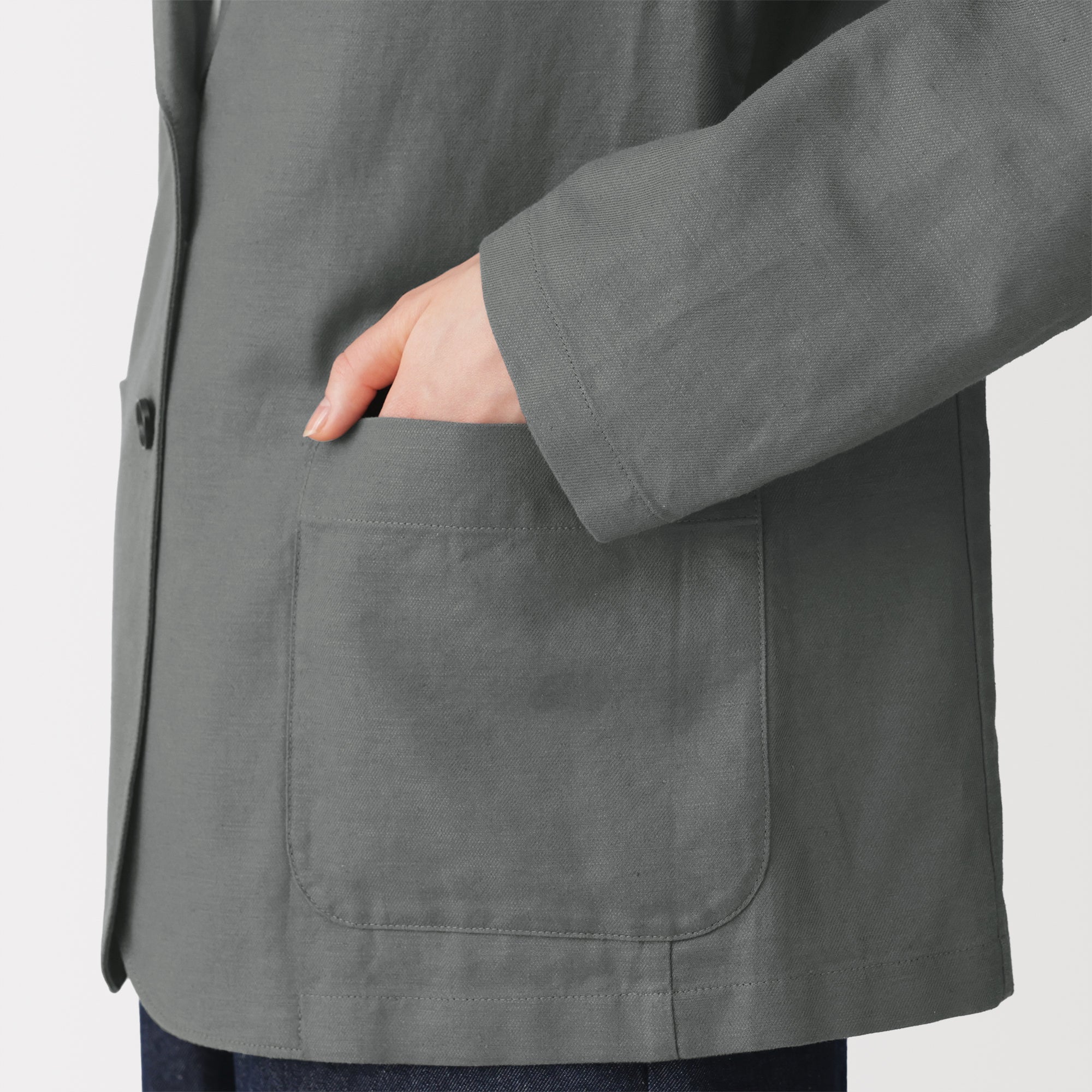 Hemp Blend Twill Tailored Jacket