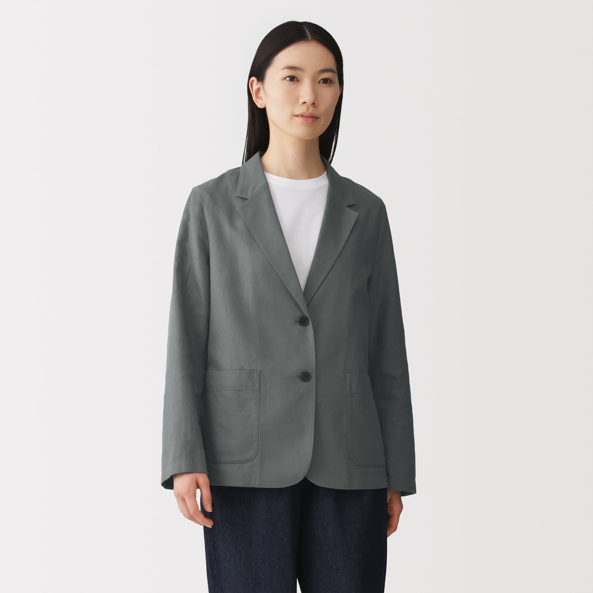 Hemp Blend Twill Tailored Jacket
