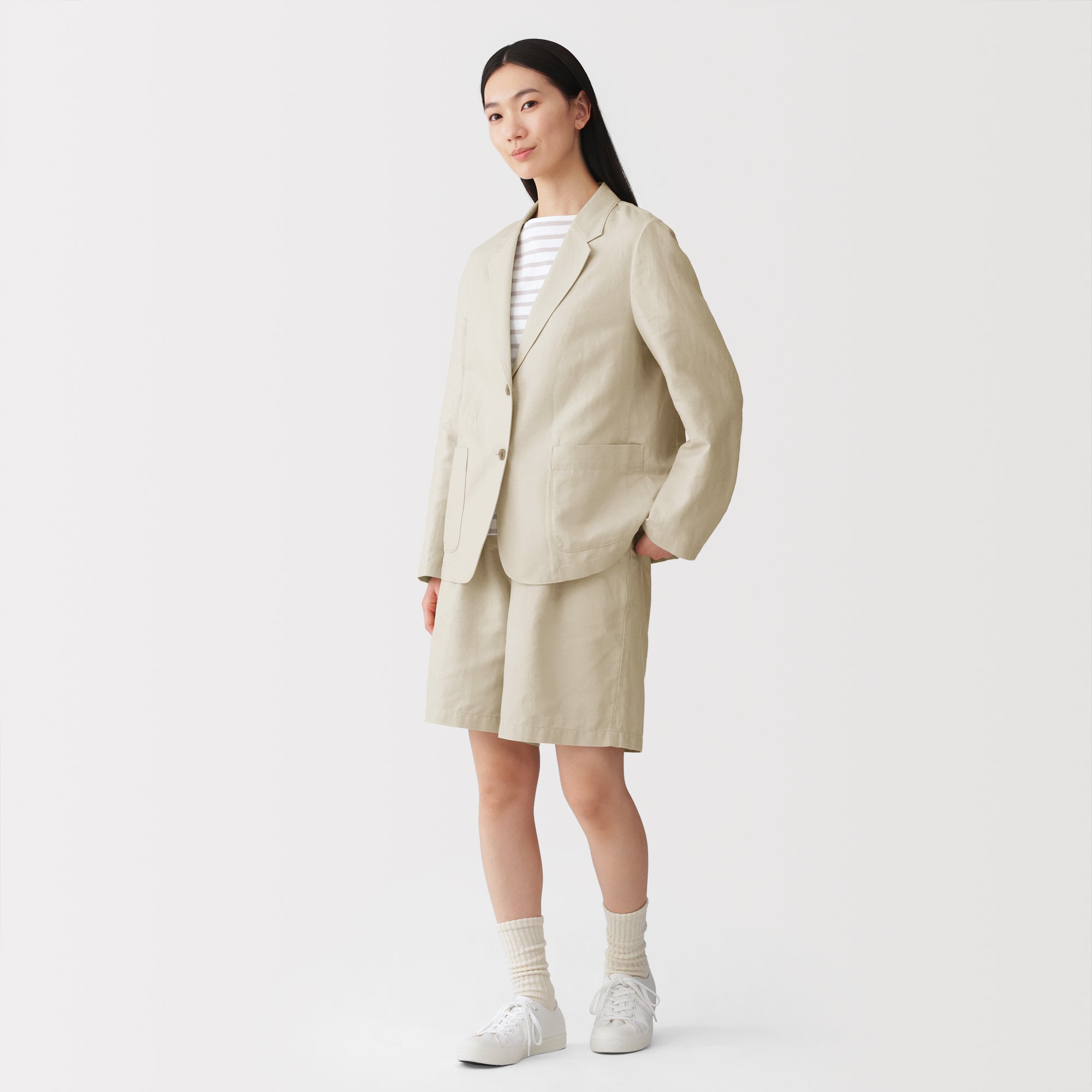 Hemp Blend Twill Tailored Jacket