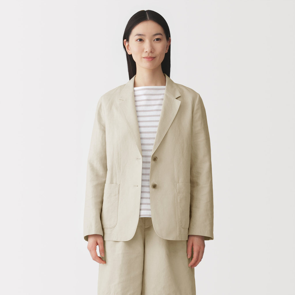 Hemp Blend Twill Tailored Jacket