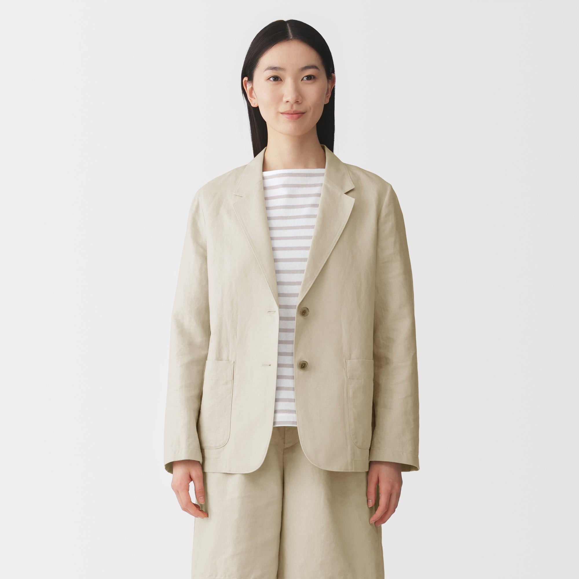 Hemp Blend Twill Tailored Jacket