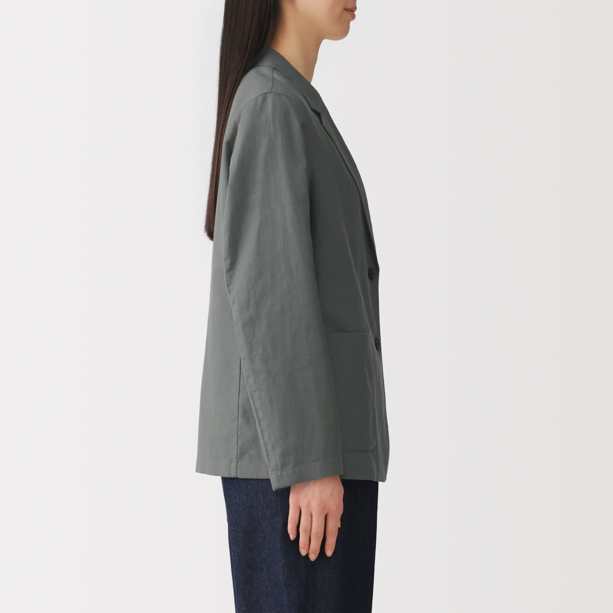 Hemp Blend Twill Tailored Jacket