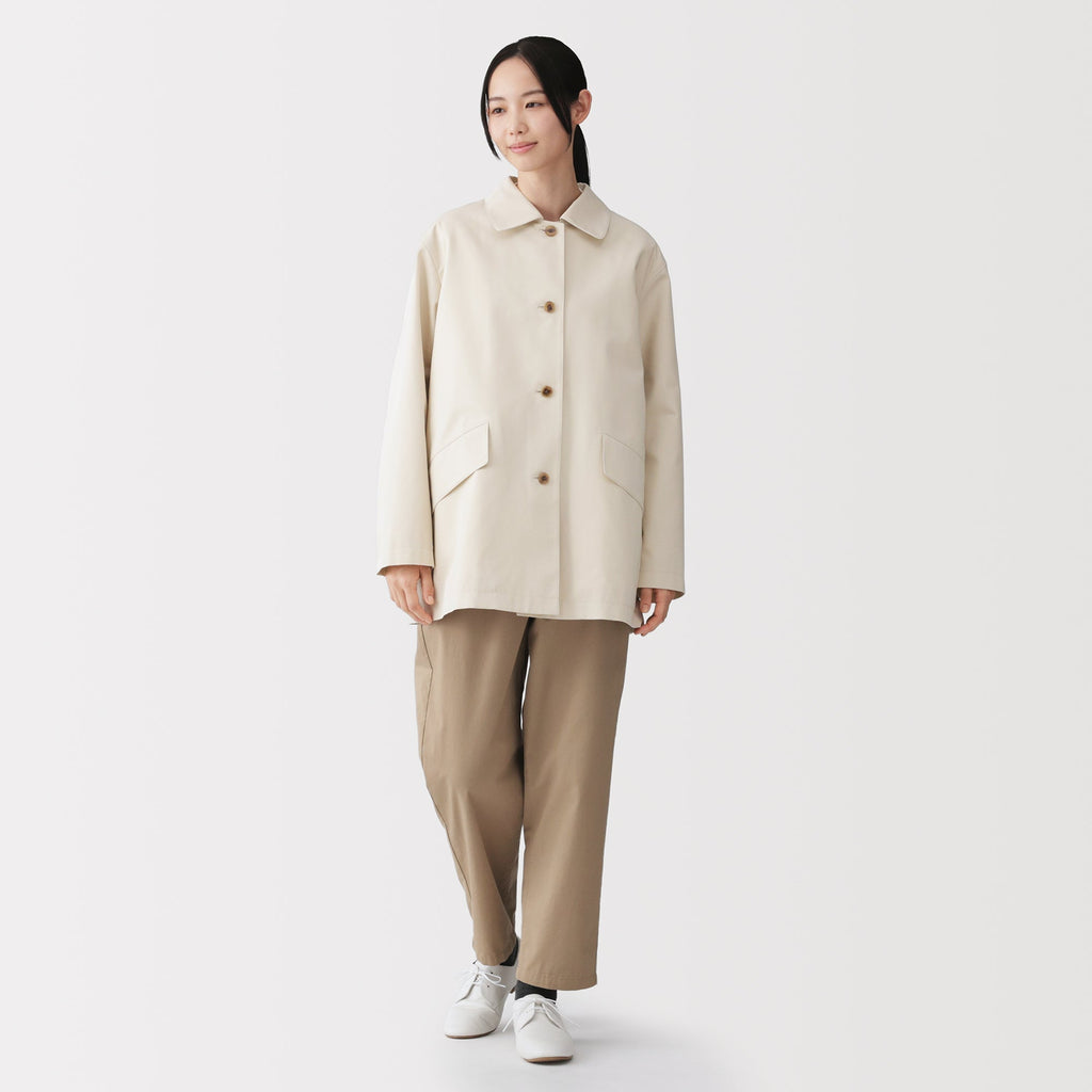 Cotton Twill Stand Fall Collar Coat