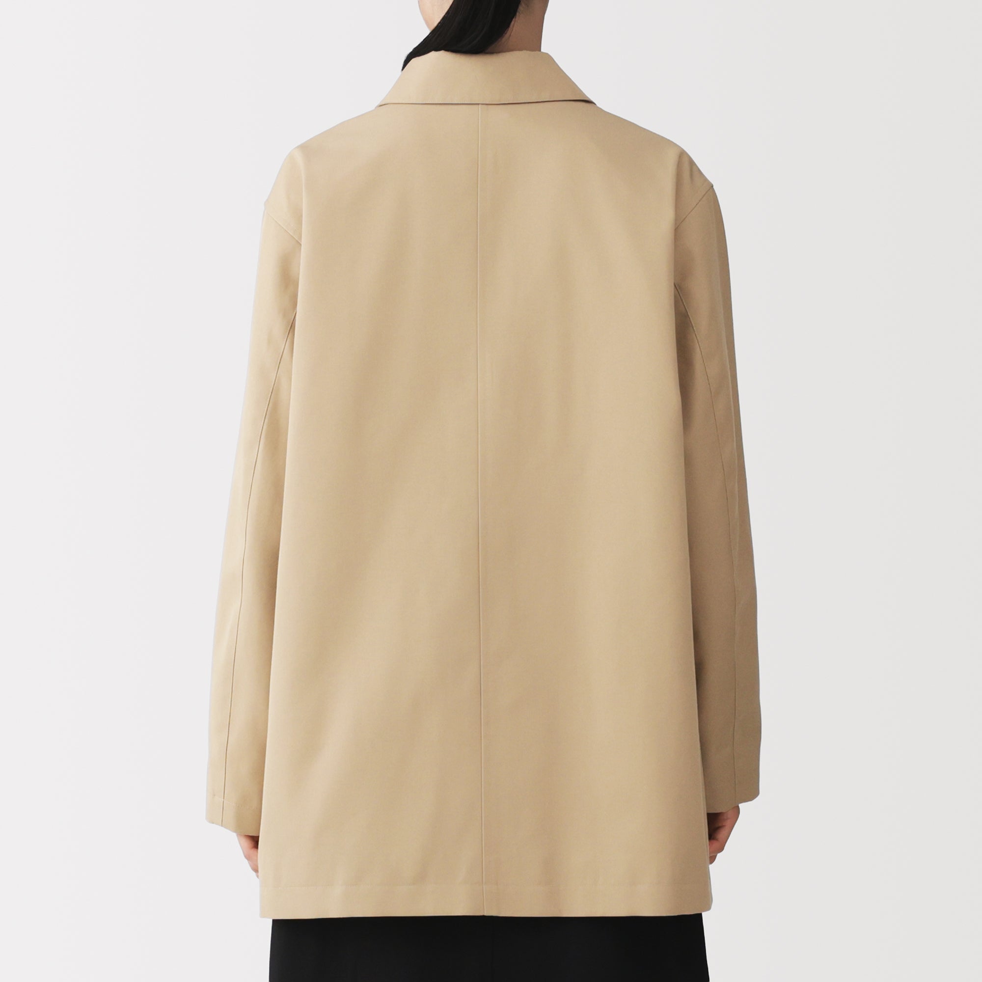 Cotton Twill Stand Fall Collar Coat