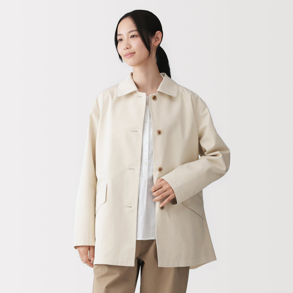 Cotton Twill Stand Fall Collar Coat